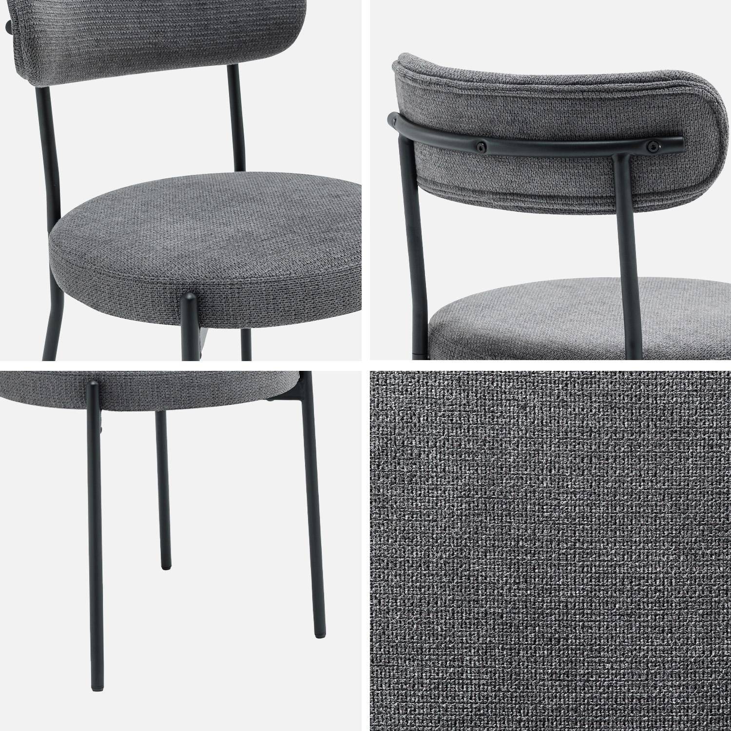 Silla de metal y tela simple, set de 2, Livia, Gris, 47x49x76.5 cm Photo4