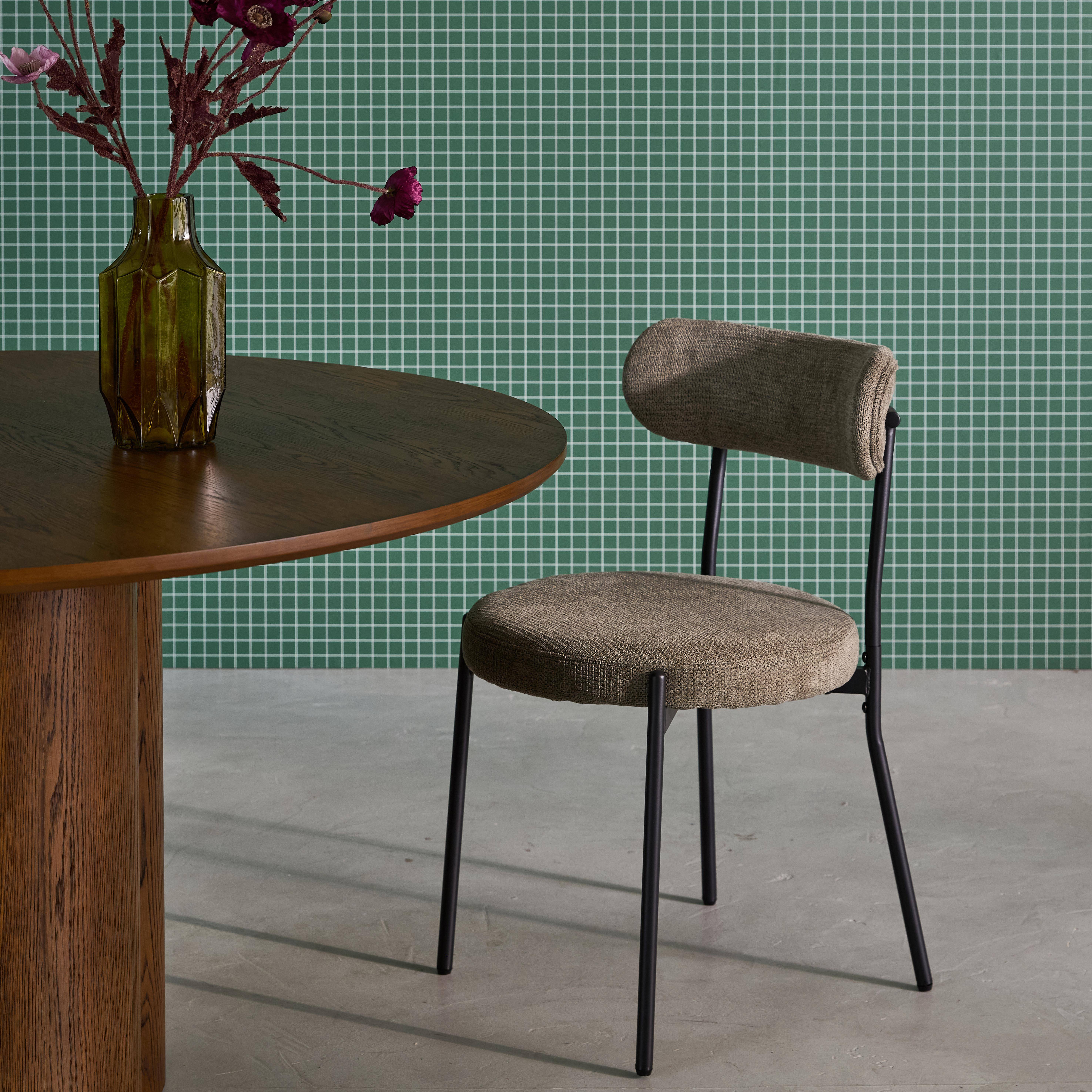 2er-Set Metallstühle mit grünem Chenille-Bezug B 47 x T 49 x H 76,5cm - Livia Photo2