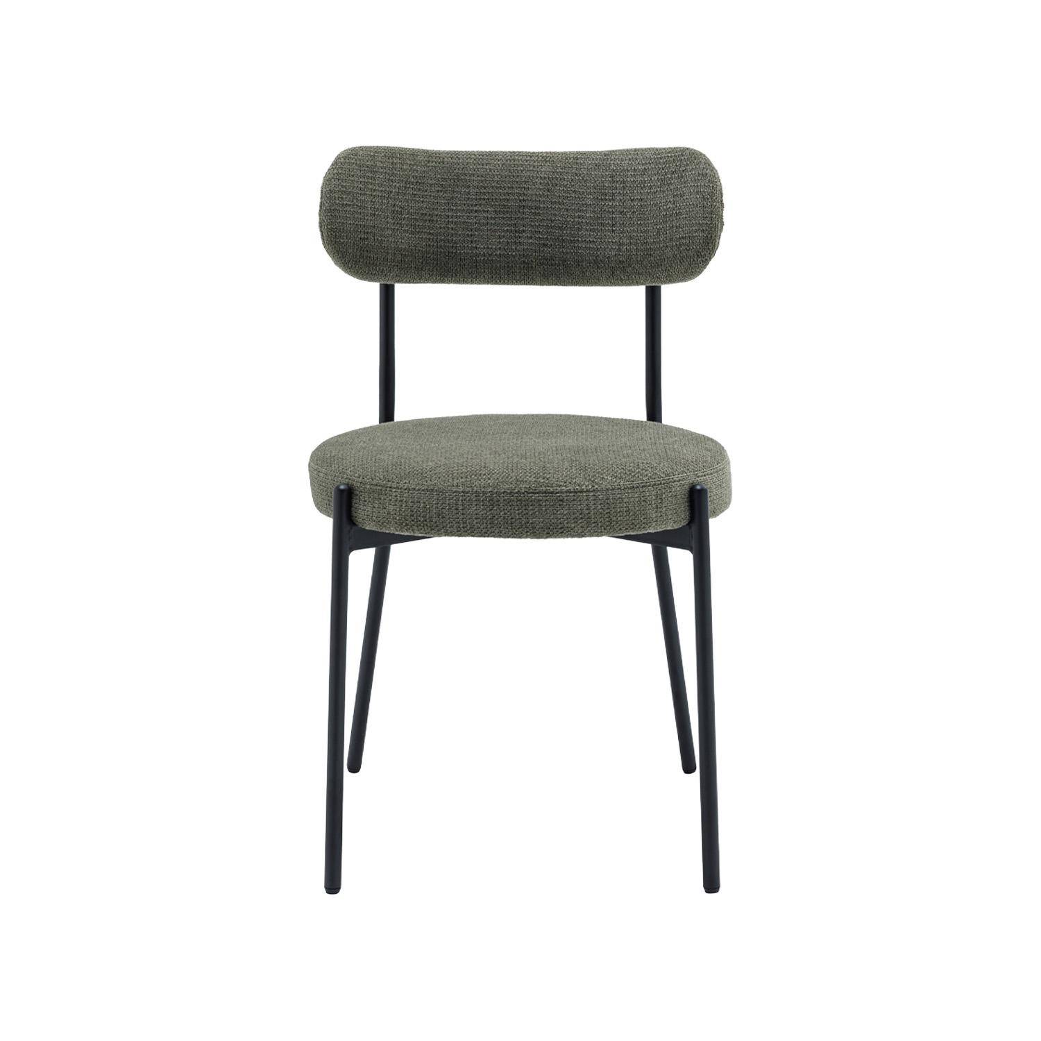 Lot de deux chaises métal et tissu chenille vert L 47 x P 49 x H 76,5cm - Livia Photo3
