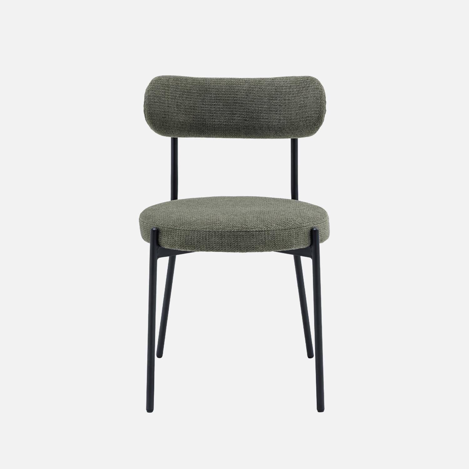2er-Set Metallstühle mit grünem Chenille-Bezug B 47 x T 49 x H 76,5cm - Livia Photo3