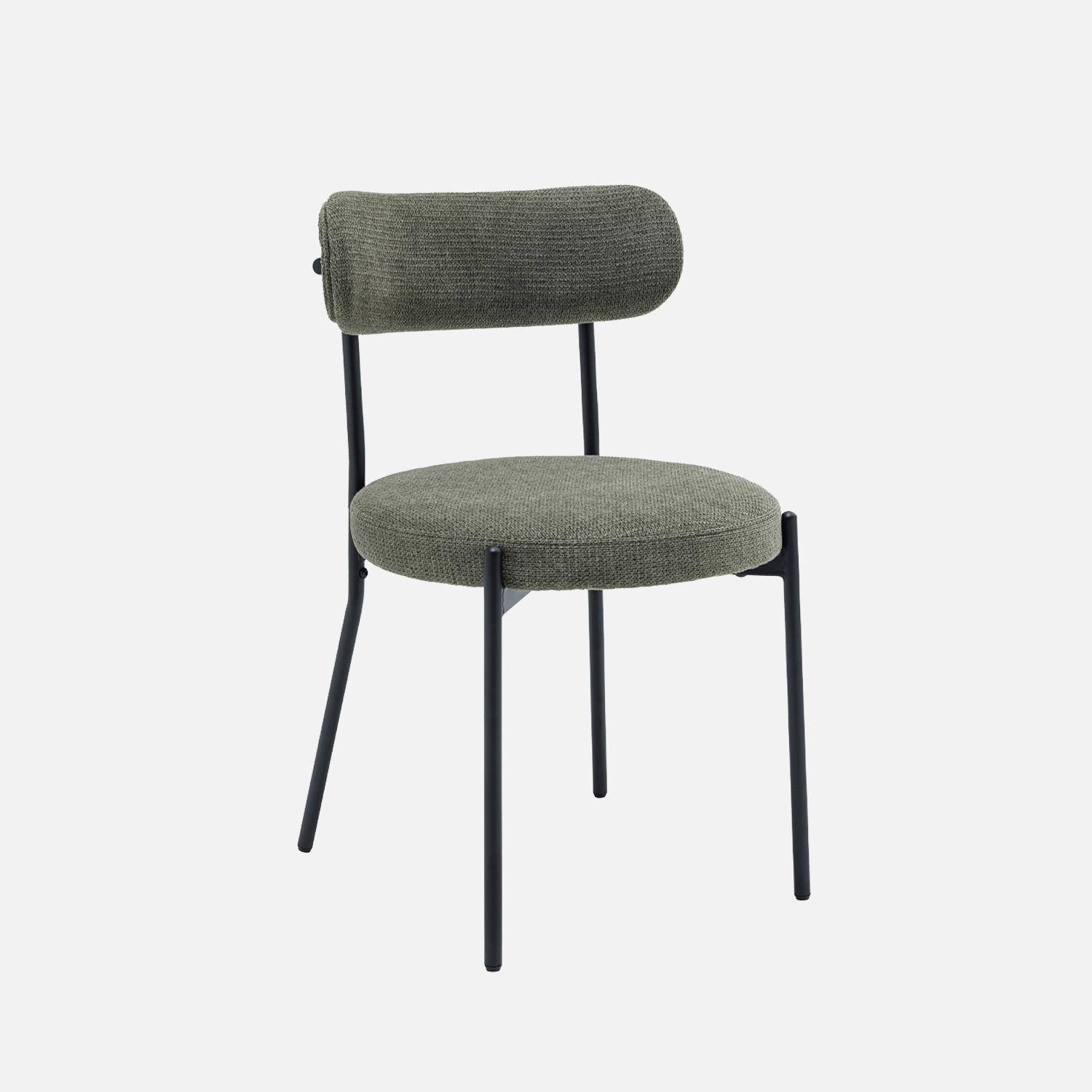 2er-Set Metallstühle mit grünem Chenille-Bezug B 47 x T 49 x H 76,5cm - Livia,sweeek,Photo2
