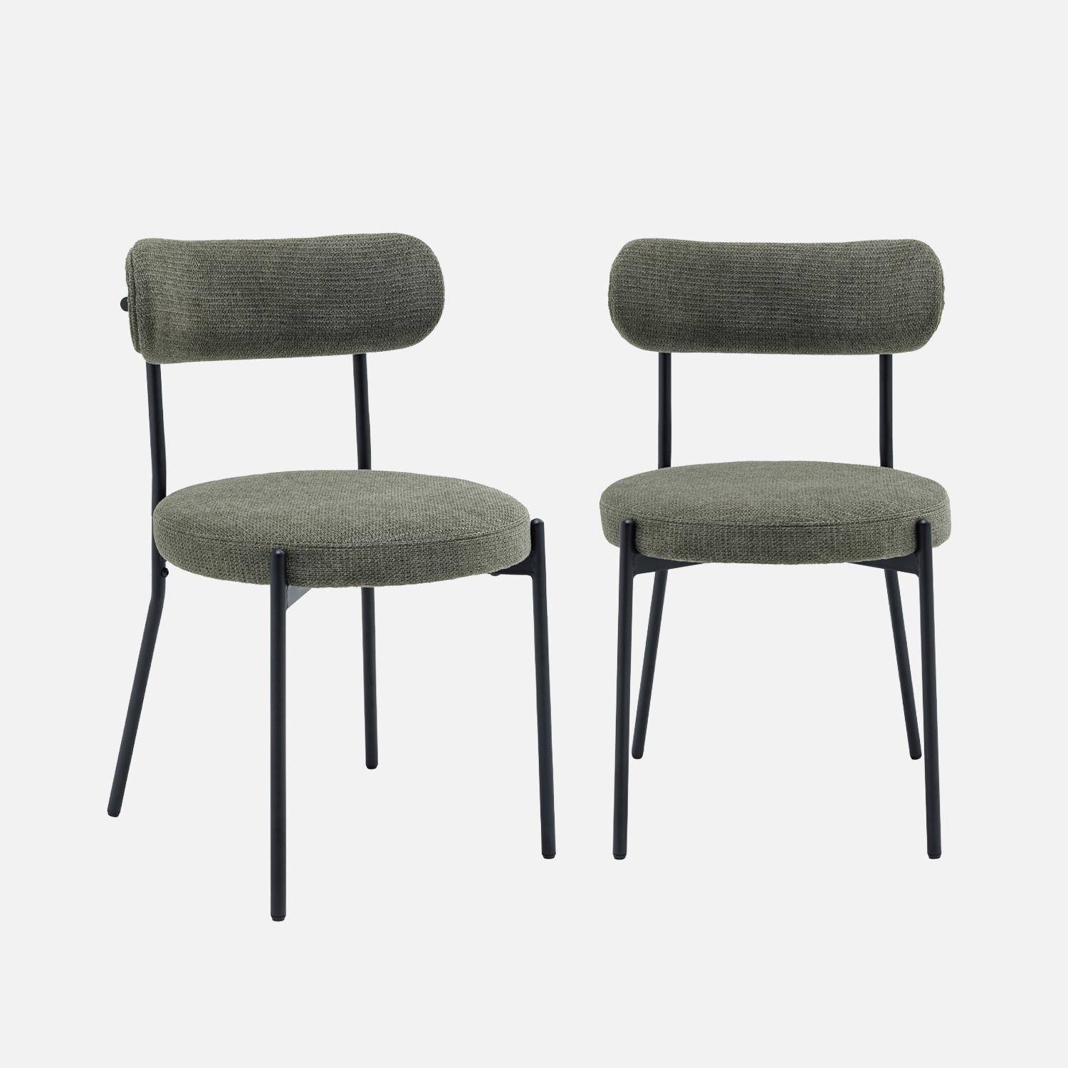 2er-Set Metallstühle mit grünem Chenille-Bezug B 47 x T 49 x H 76,5cm - Livia Photo1