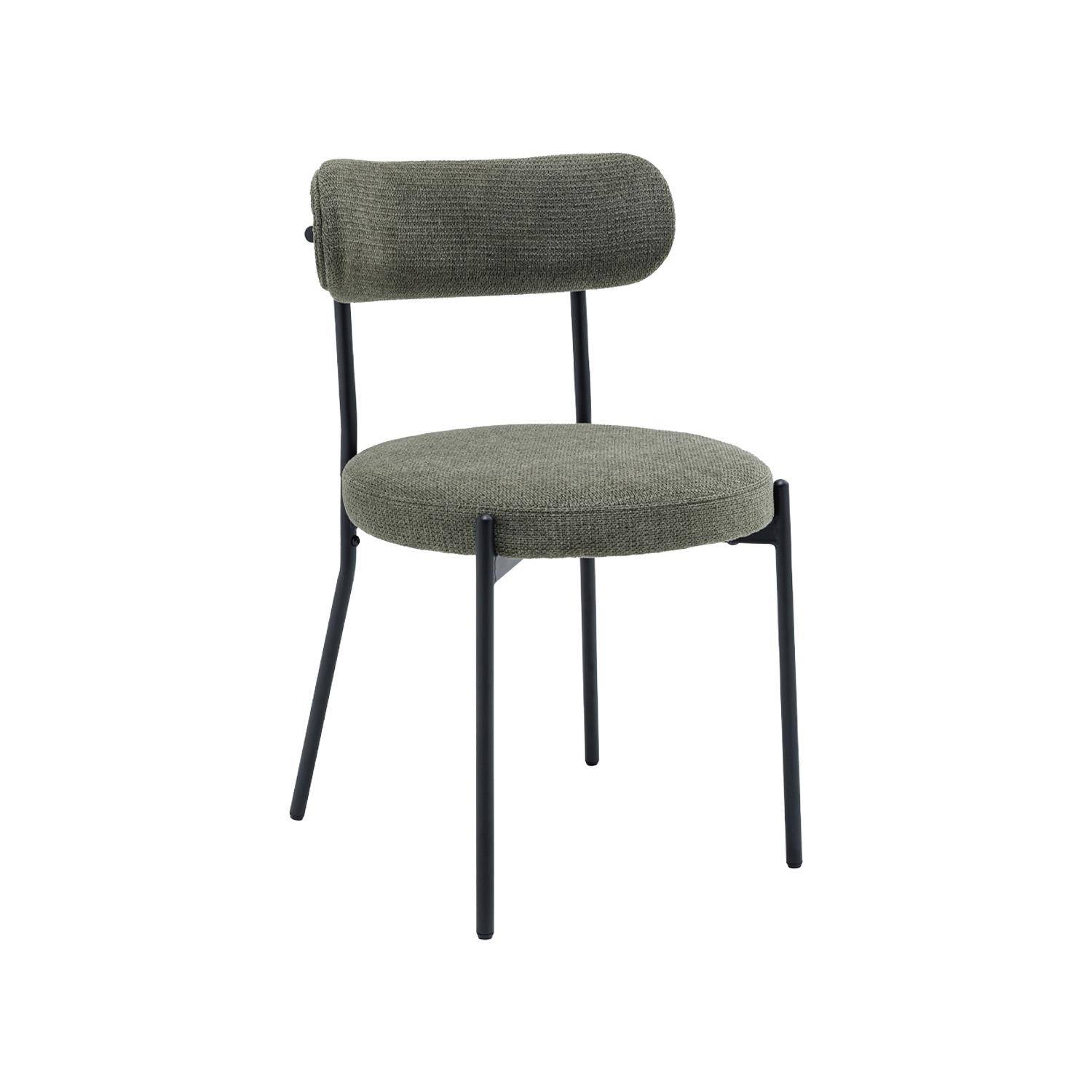 Lot de deux chaises métal et tissu chenille vert L 47 x P 49 x H 76,5cm - Livia Photo2