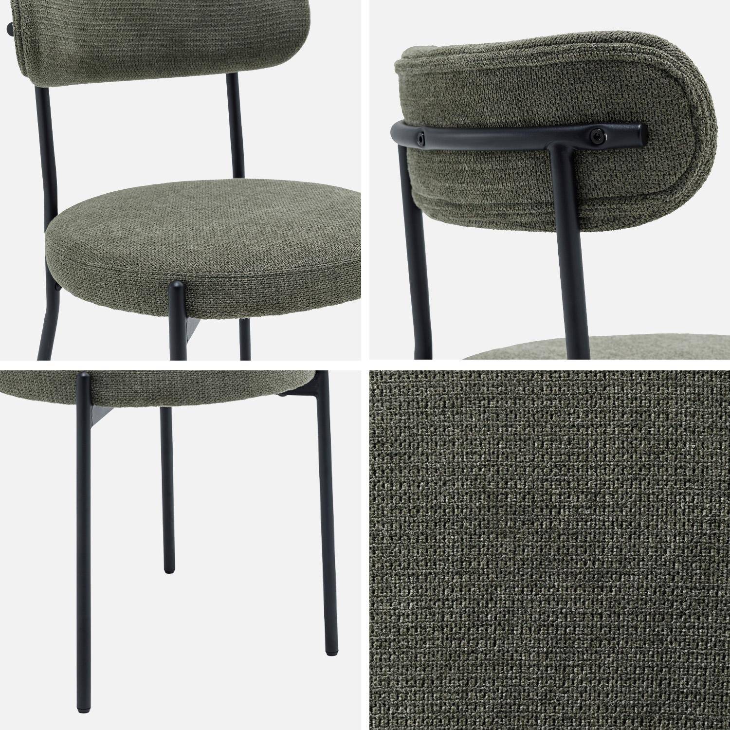 Lot de deux chaises métal et tissu chenille vert L 47 x P 49 x H 76,5cm - Livia Photo4
