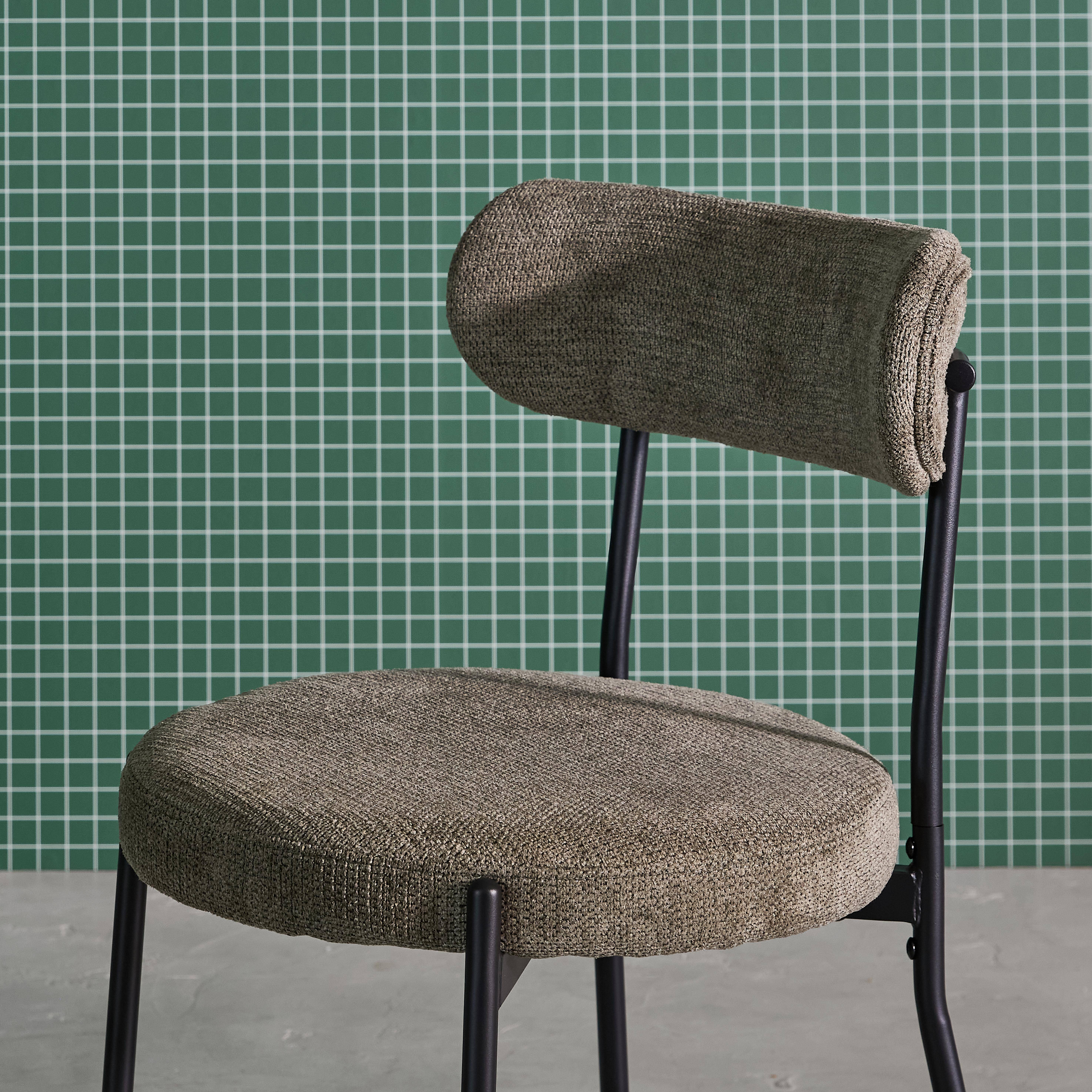 2er-Set Metallstühle mit grünem Chenille-Bezug B 47 x T 49 x H 76,5cm - Livia,sweeek,Photo3