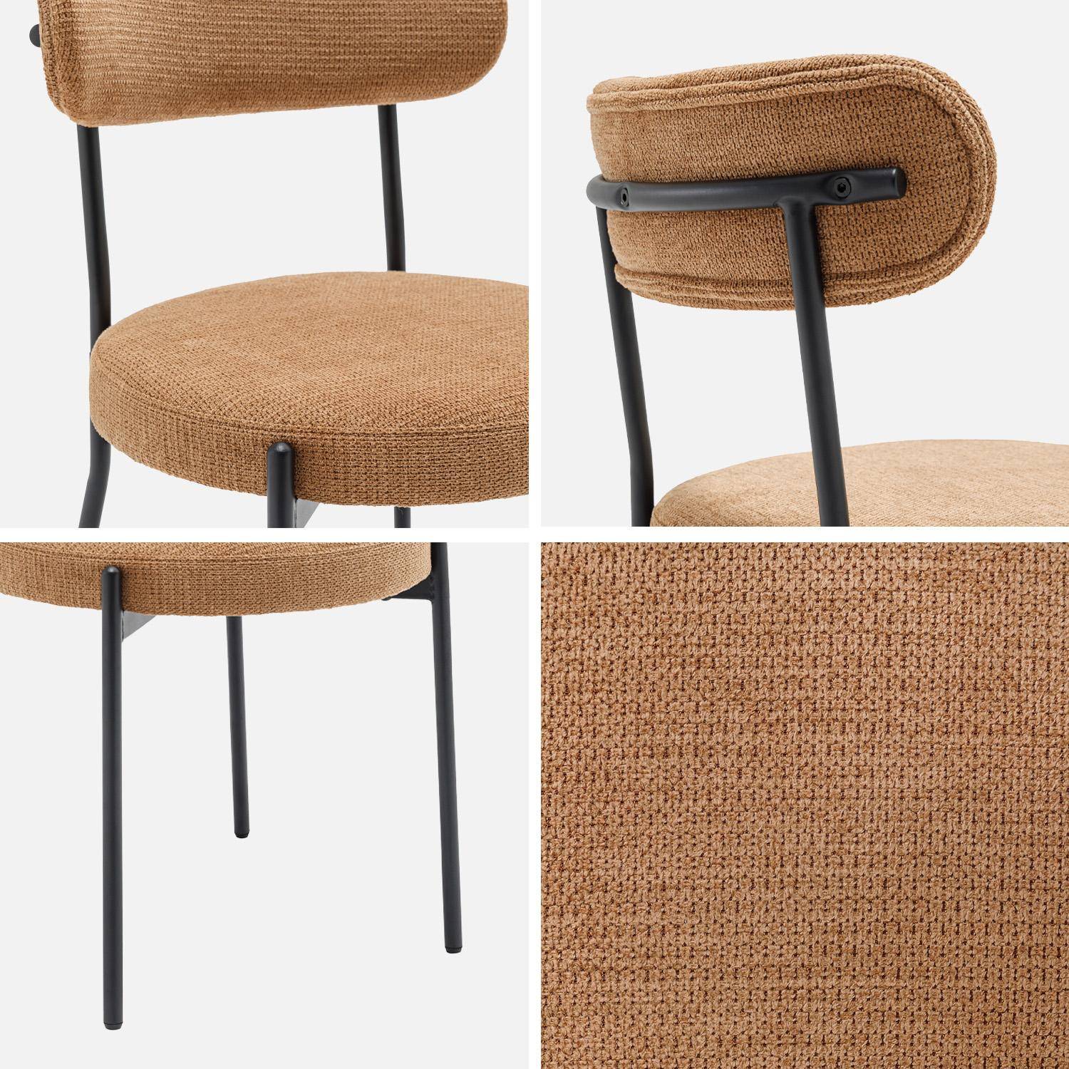 Silla de metal y tela simple, set de 2, Livia, Camel, 47x49x76.5 cm Photo4