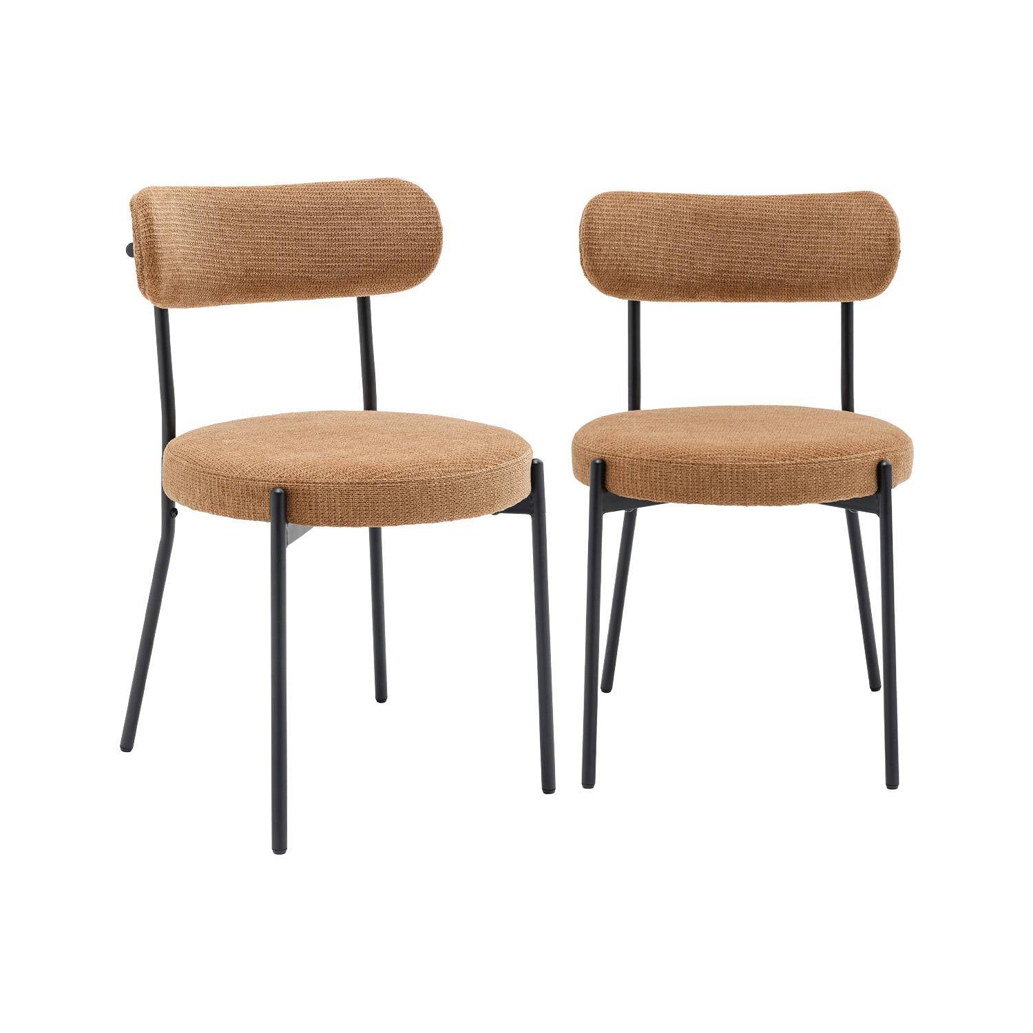 Silla de metal y tela simple, set de 2, Livia, Camel, 47x49x76.5 cm,sweeek,Photo1