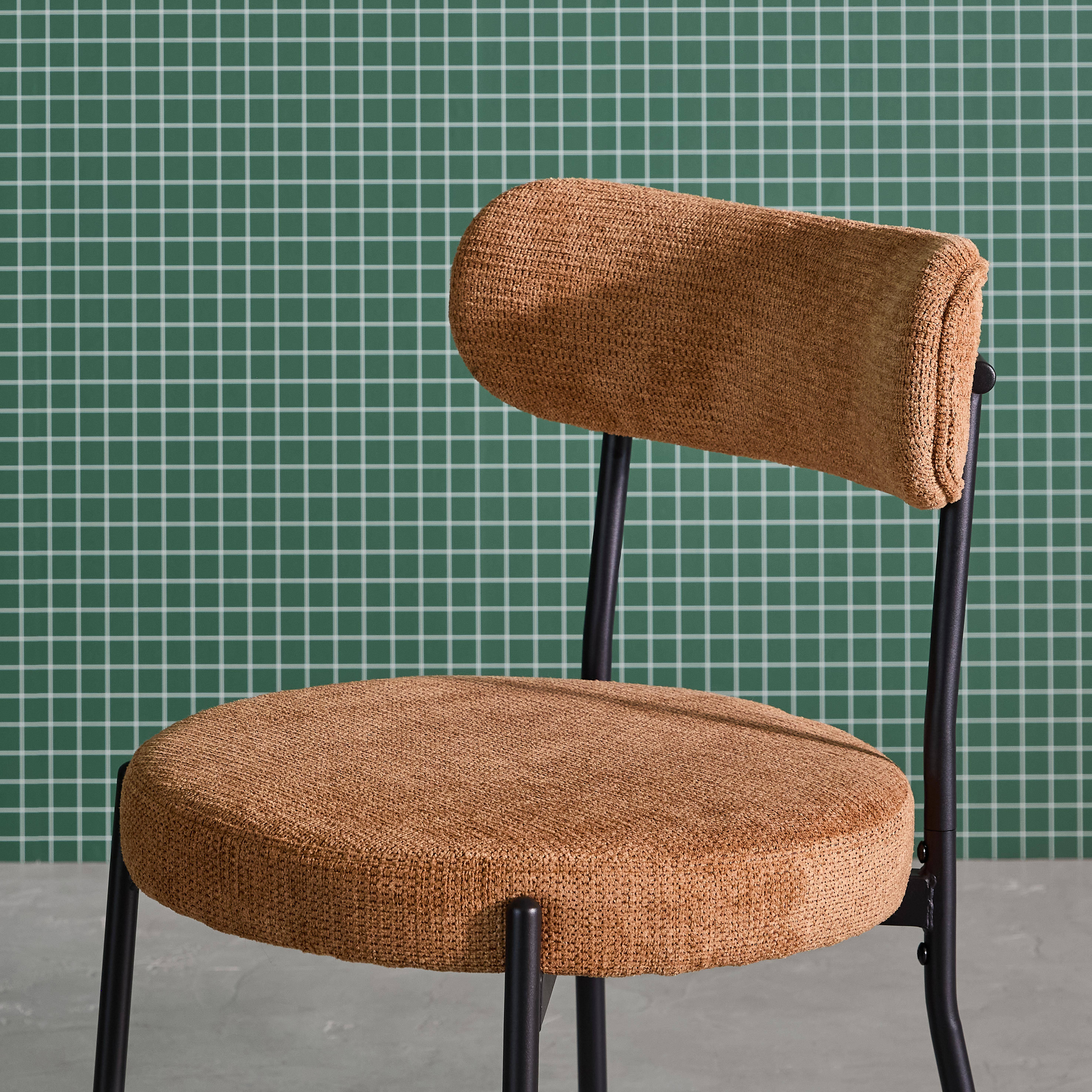 2er-Set Metallstühle mit camelfarbenem Chenille-Bezug B 47 x T 49 x H 76,5cm - Livia,sweeek,Photo3