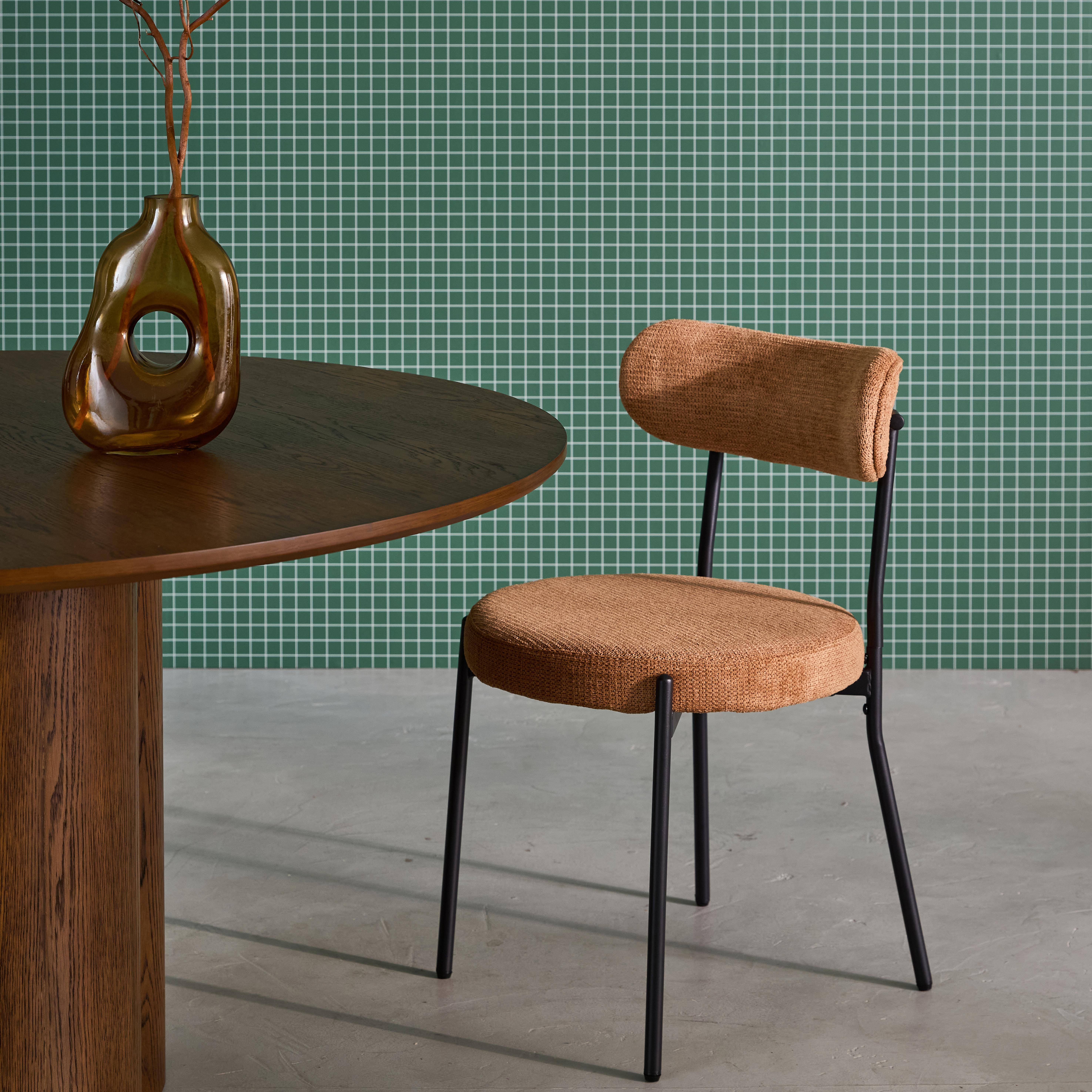 2er-Set Metallstühle mit camelfarbenem Chenille-Bezug B 47 x T 49 x H 76,5cm - Livia Photo2