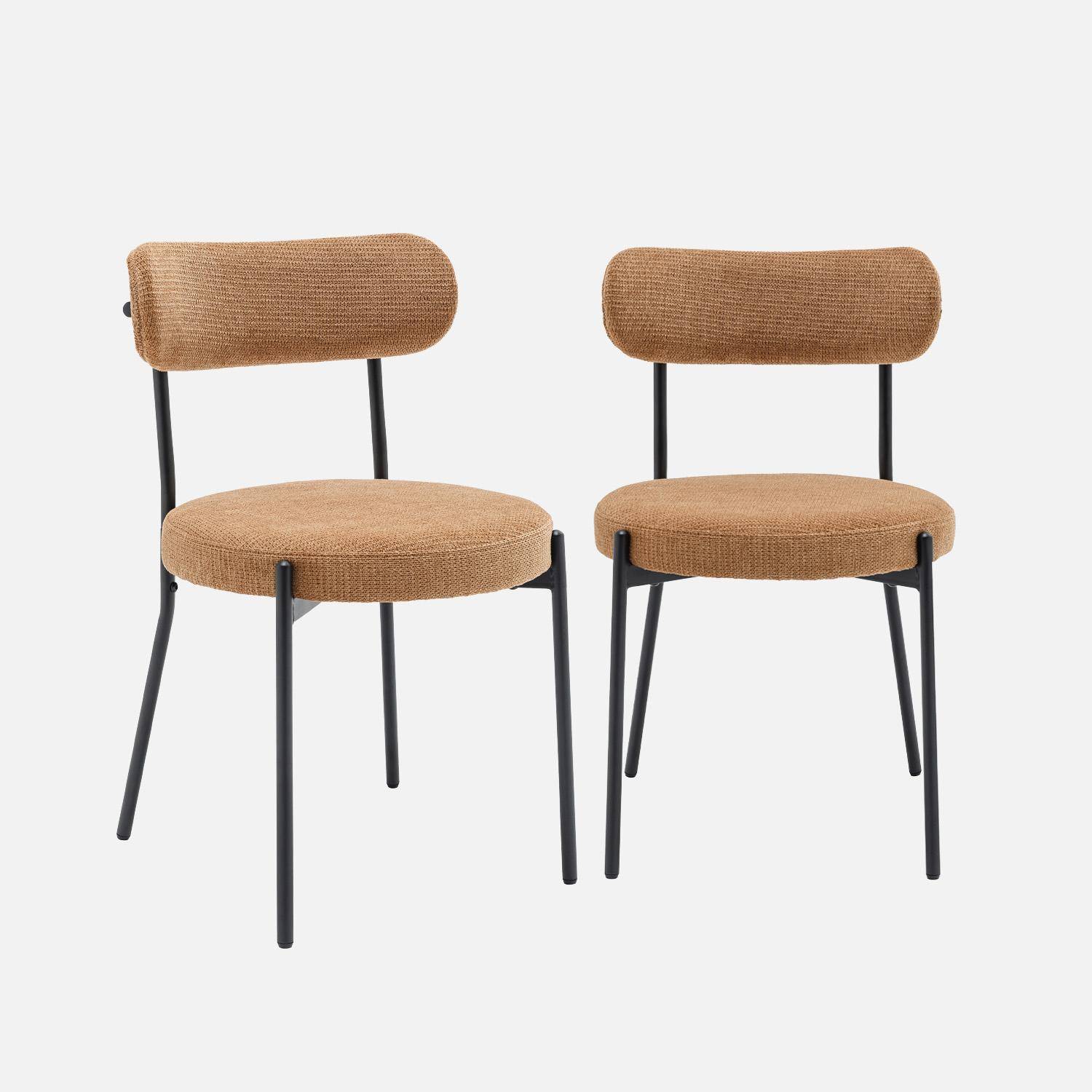 2er-Set Metallstühle mit camelfarbenem Chenille-Bezug B 47 x T 49 x H 76,5cm - Livia,sweeek,Photo5