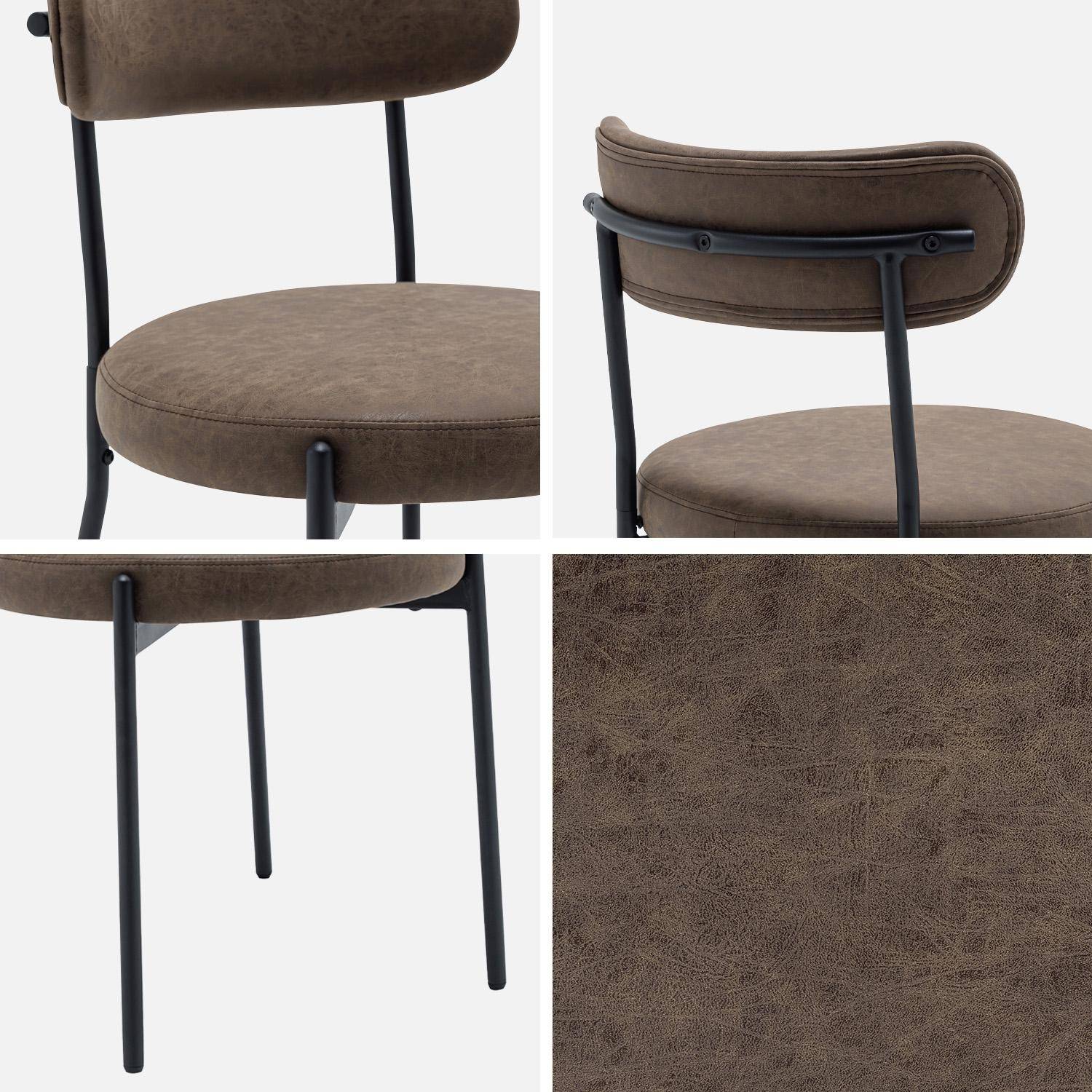 Lot de deux chaises métal et simili cuir marron L 47 x P 49 x H 76,5cm - Livia,sweeek,Photo4