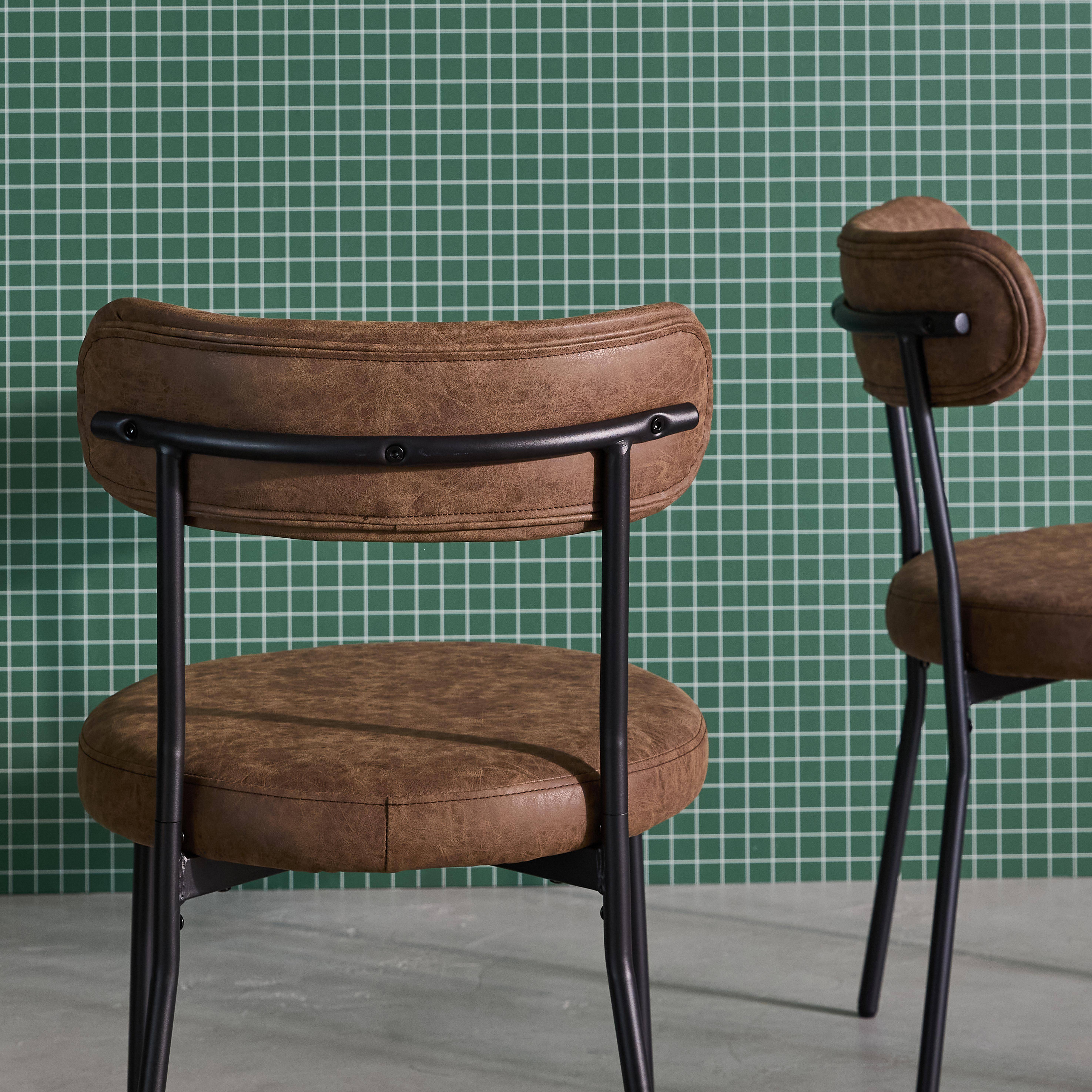 Set di 2 sedie metallo e similpelle , Livia, Marrone, 47x49x76.5 cm Photo4