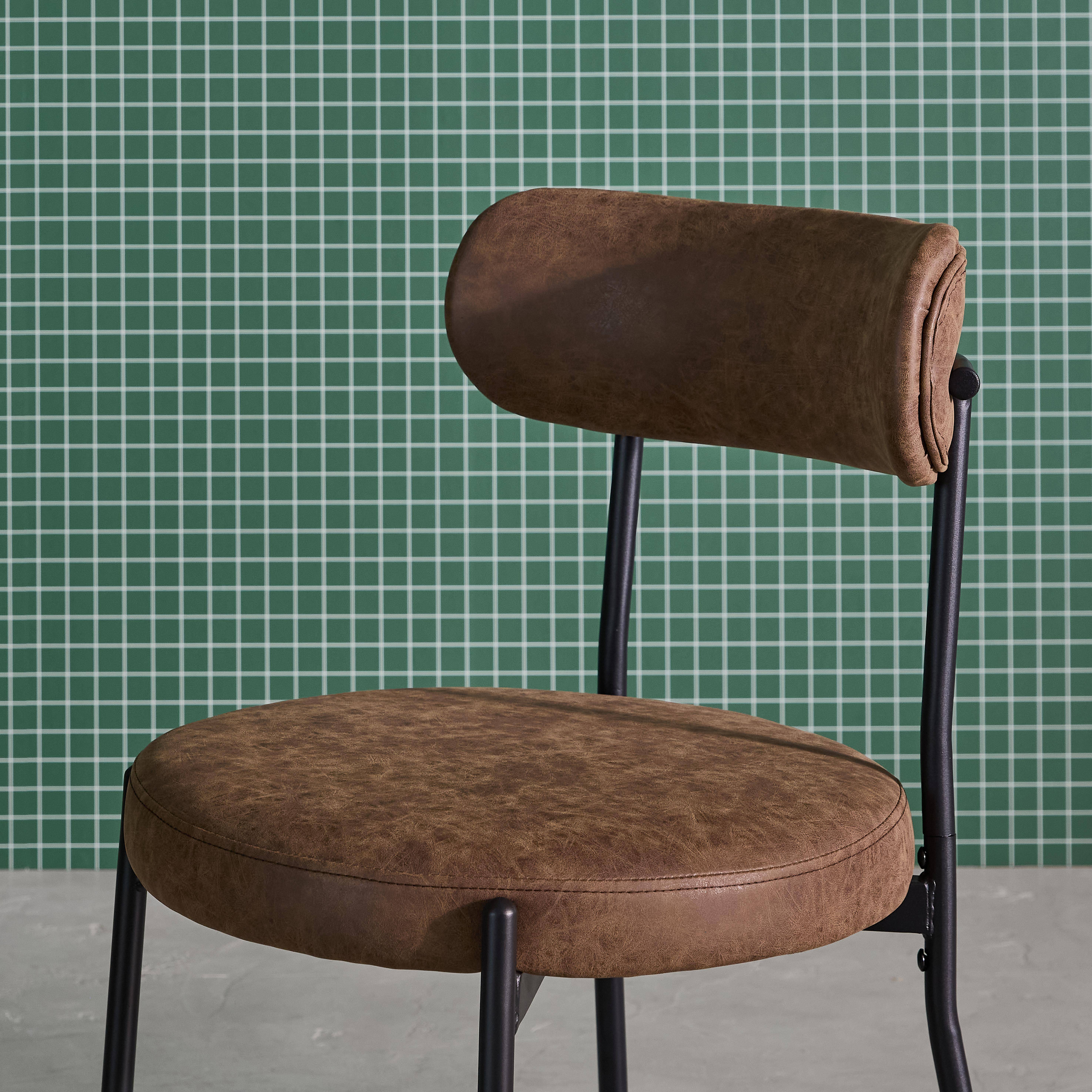 Set di 2 sedie metallo e similpelle , Livia, Marrone, 47x49x76.5 cm,sweeek,Photo3