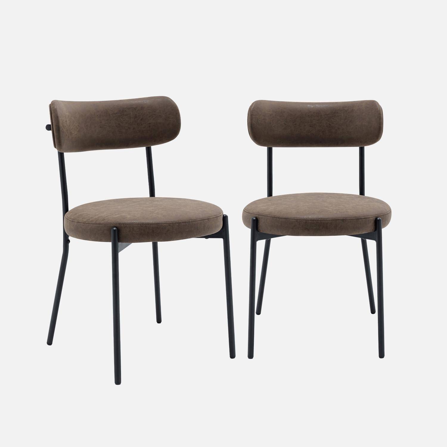 2er-Set Metallstühle mit braunem Kunstlederbezug B 47 x T 49 x H 76,5 cm - Livia,sweeek,Photo1