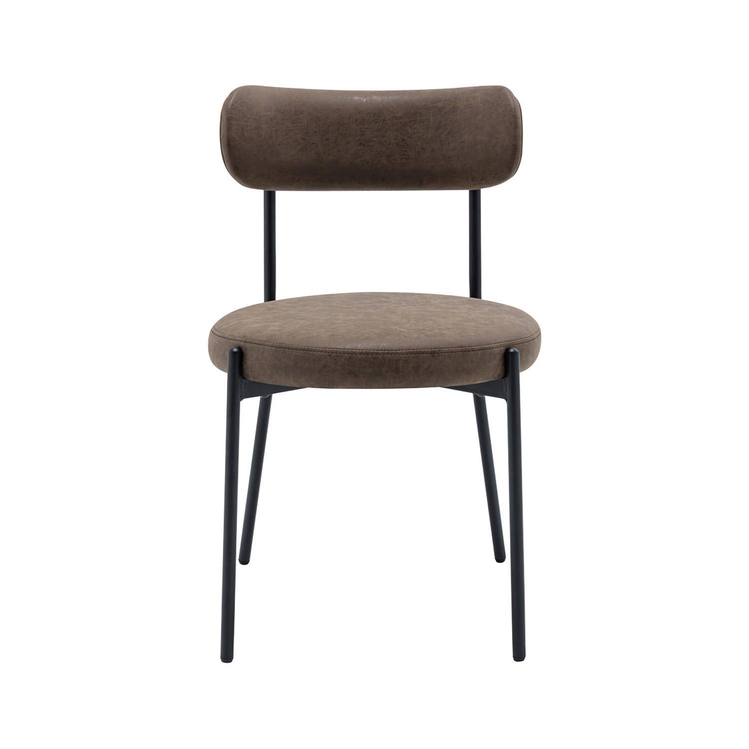 Lot de deux chaises métal et simili cuir marron L 47 x P 49 x H 76,5cm - Livia,sweeek,Photo3