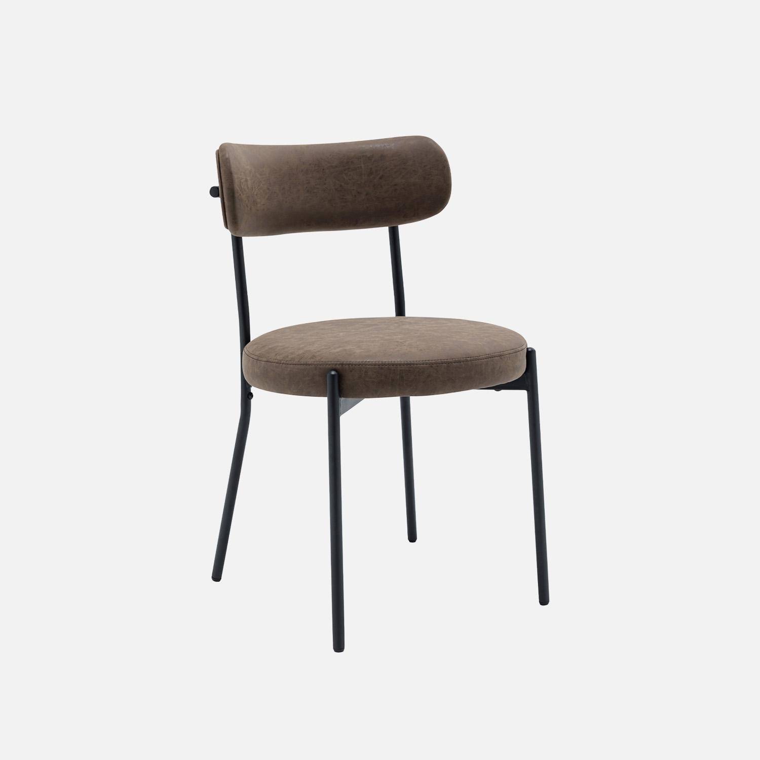2er-Set Metallstühle mit braunem Kunstlederbezug B 47 x T 49 x H 76,5 cm - Livia Photo2