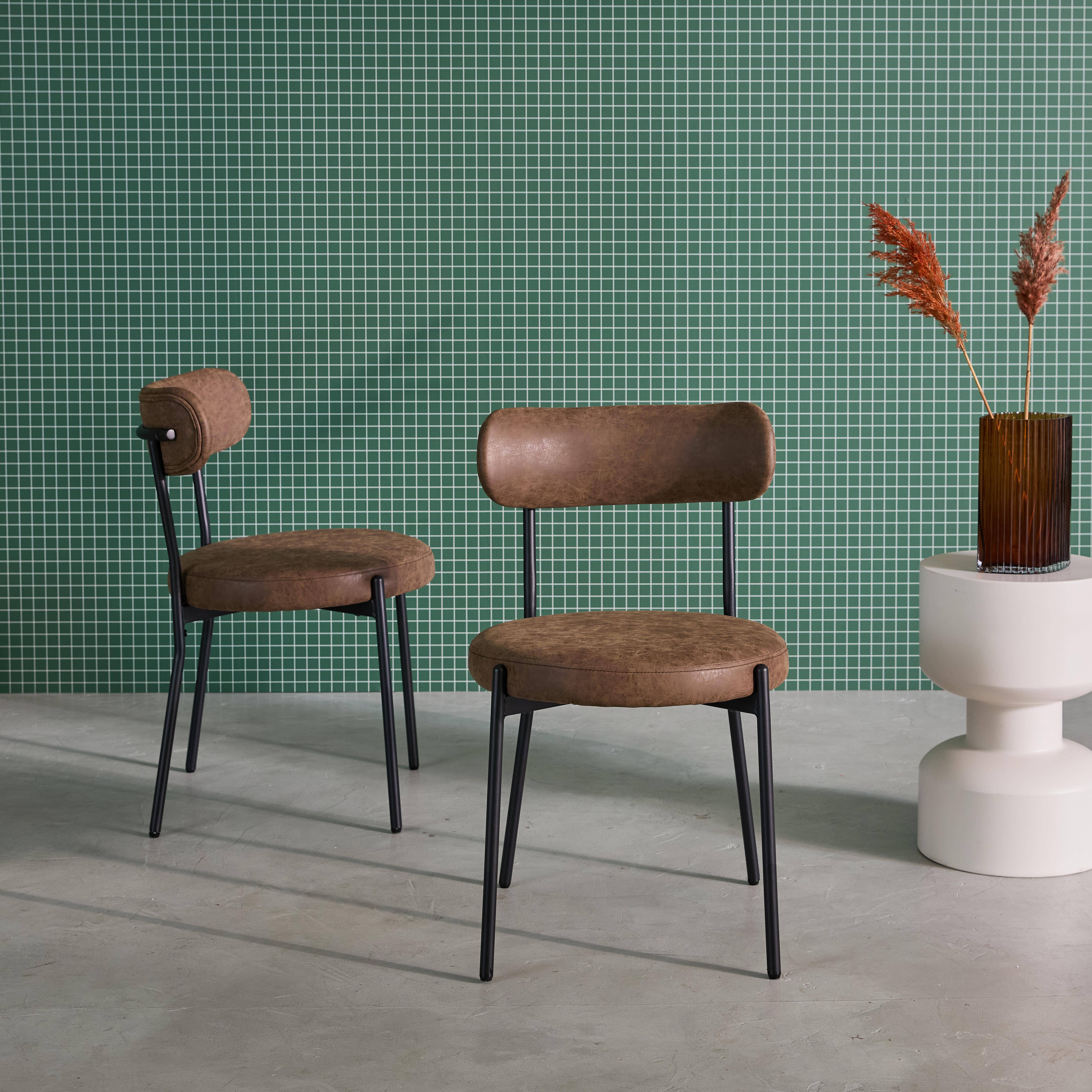 Set di 2 sedie metallo e similpelle , Livia, Marrone, 47x49x76.5 cm Photo1