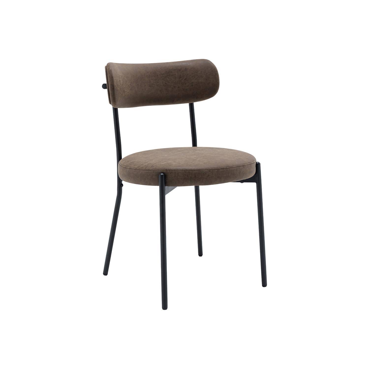 Lot de deux chaises métal et simili cuir marron L 47 x P 49 x H 76,5cm - Livia Photo2