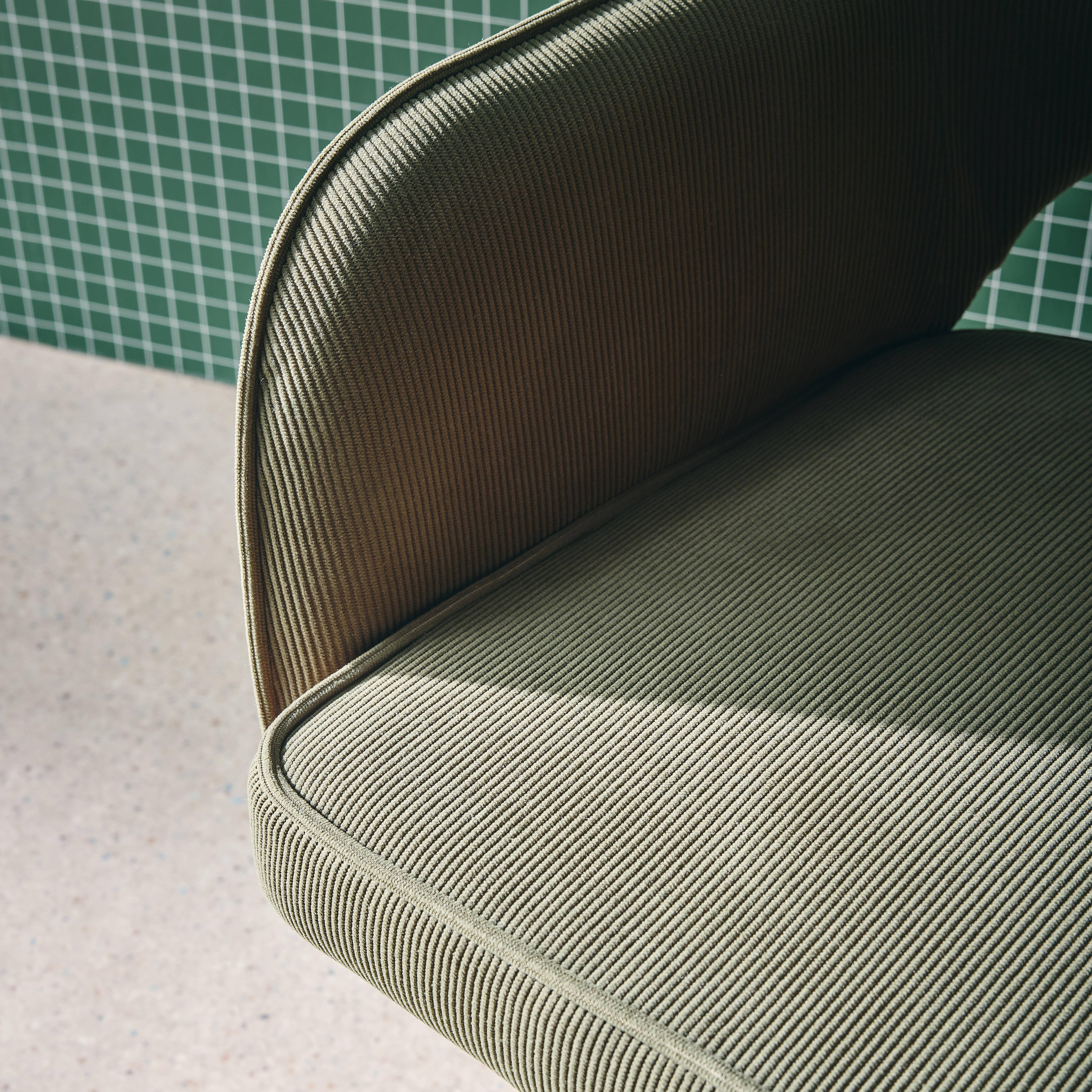 Silla de oficina con ruedas de pana fina y base cromada, Jim pana, Verde kaki, 62x60x99 cm,sweeek,Photo4