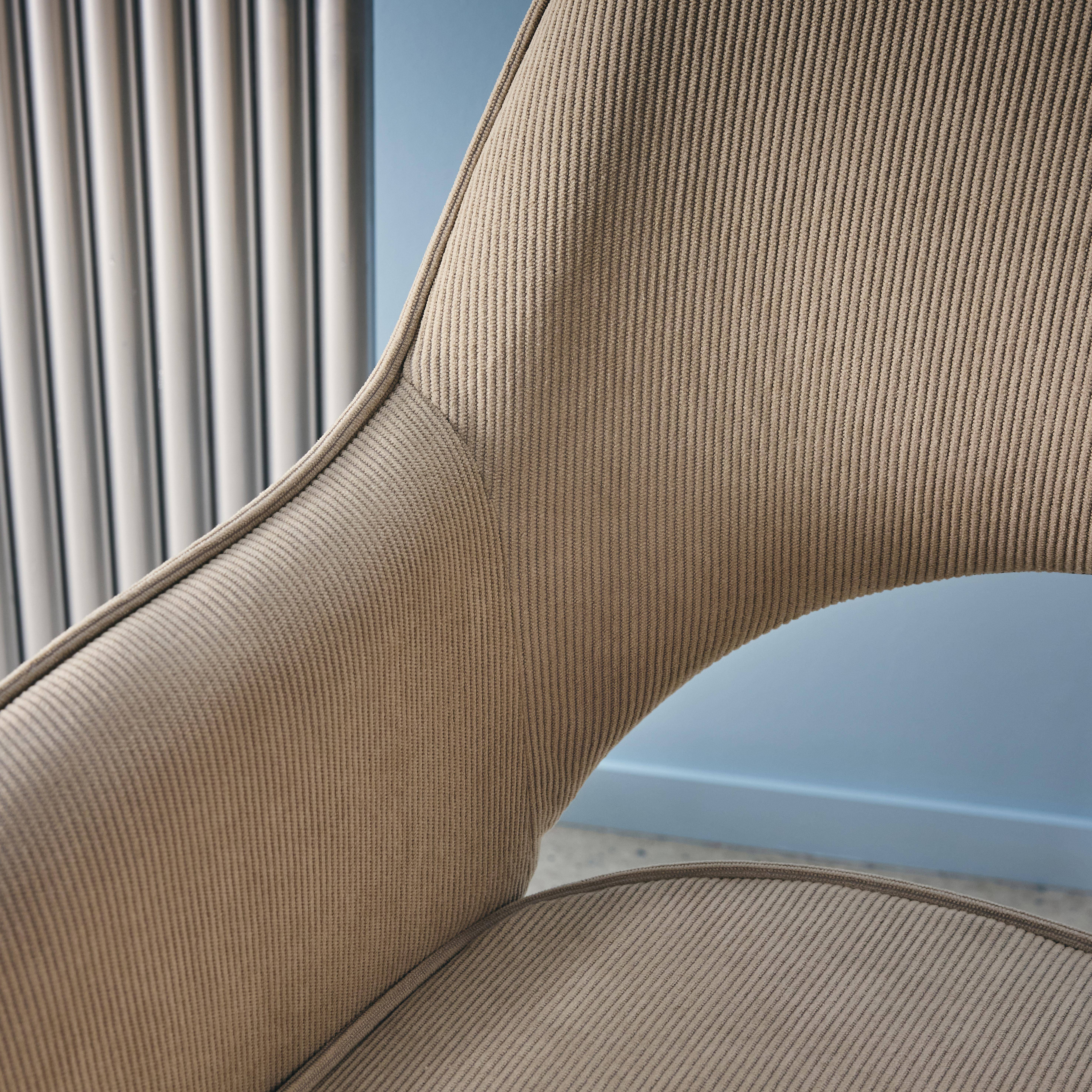 Silla de oficina con ruedas de pana fina y base cromada, Jim pana, Pardo, 62x60x99 cm Photo2