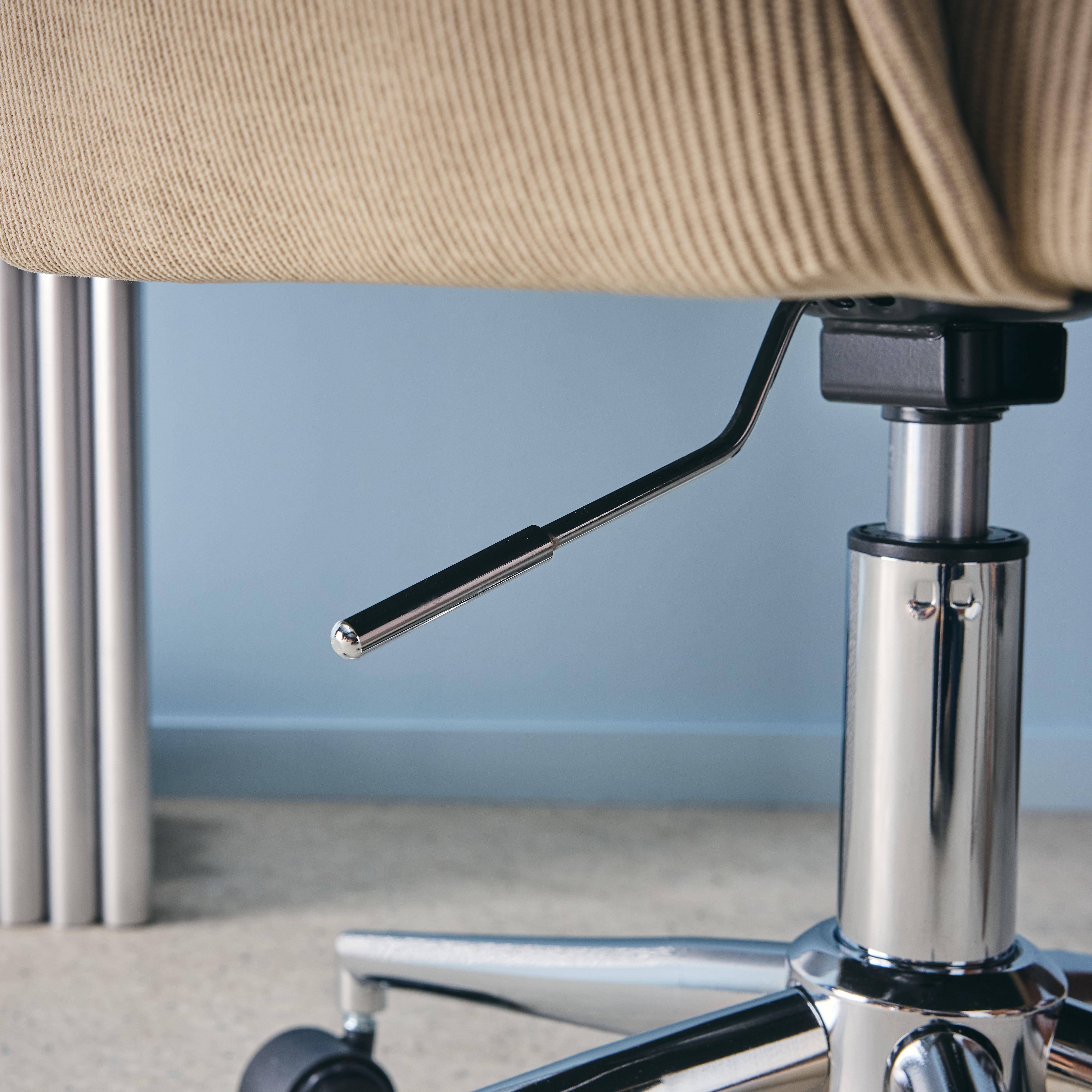 Silla de oficina con ruedas de pana fina y base cromada, Jim pana, Pardo, 62x60x99 cm Photo3