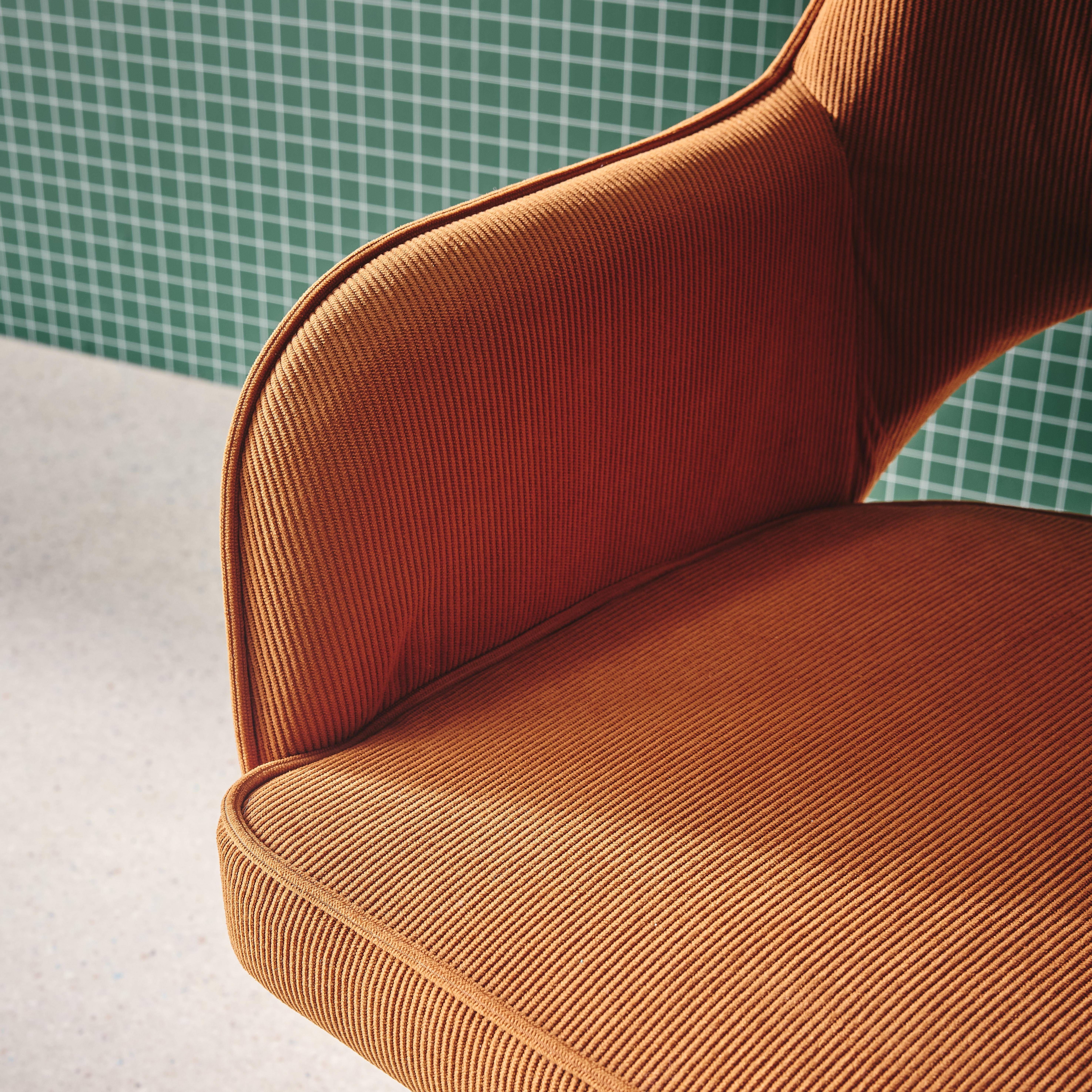 Silla de oficina con ruedas de pana fina y base cromada, Jim pana, Camel, 62x60x99 cm,sweeek,Photo4