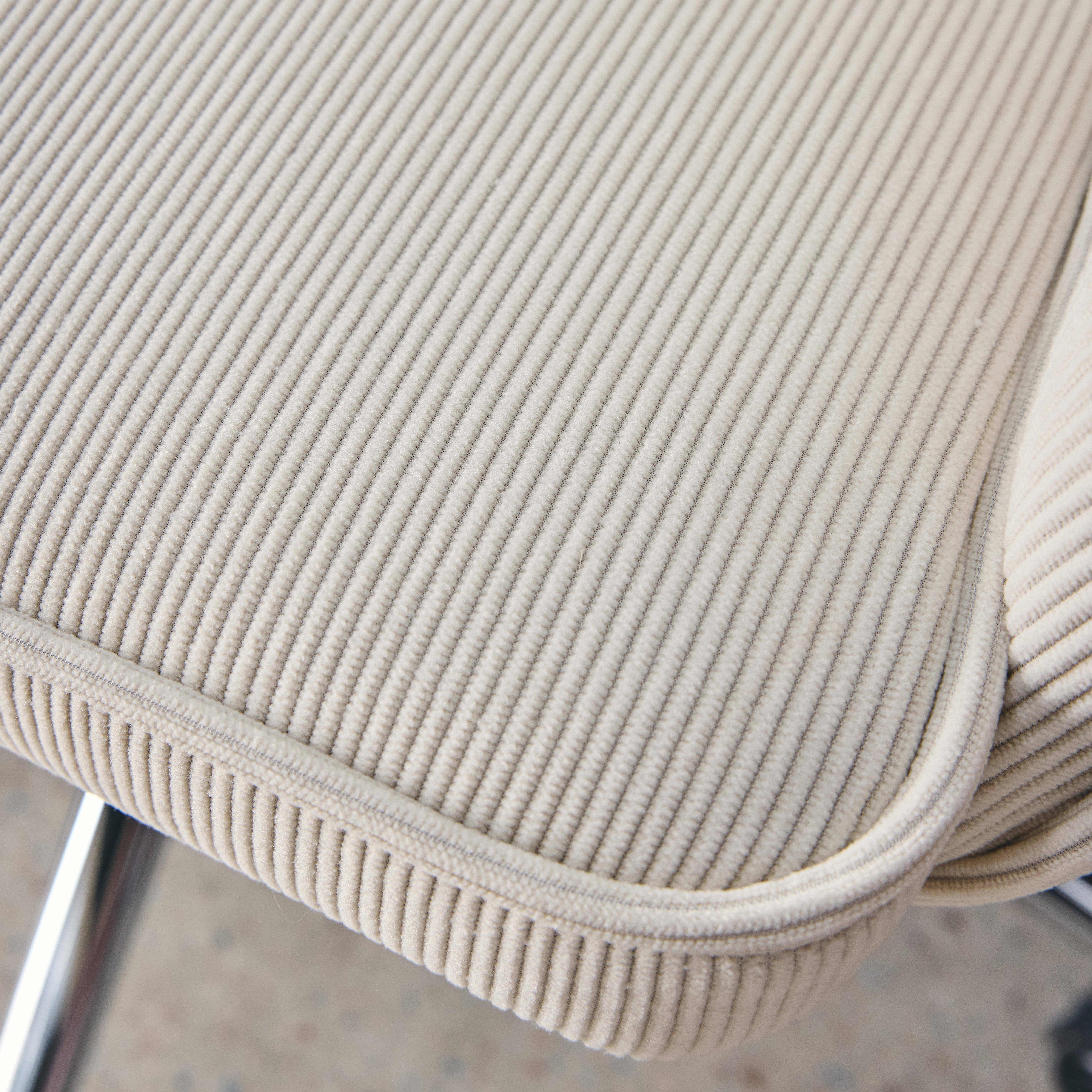 Silla de oficina con ruedas de pana fina y base cromada, Jim pana, Blanco roto, 62x60x99 cm,sweeek,Photo4