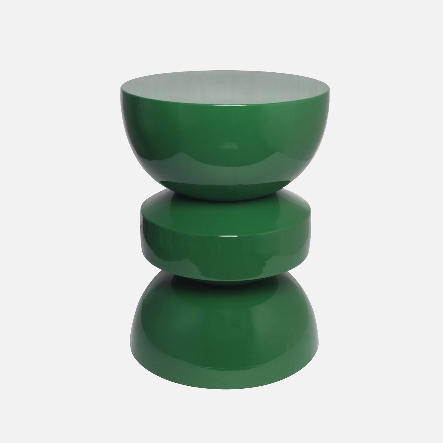 Mesa auxiliar, extremo del sofá, mesita de metal efecto glassy, Verde oscuro