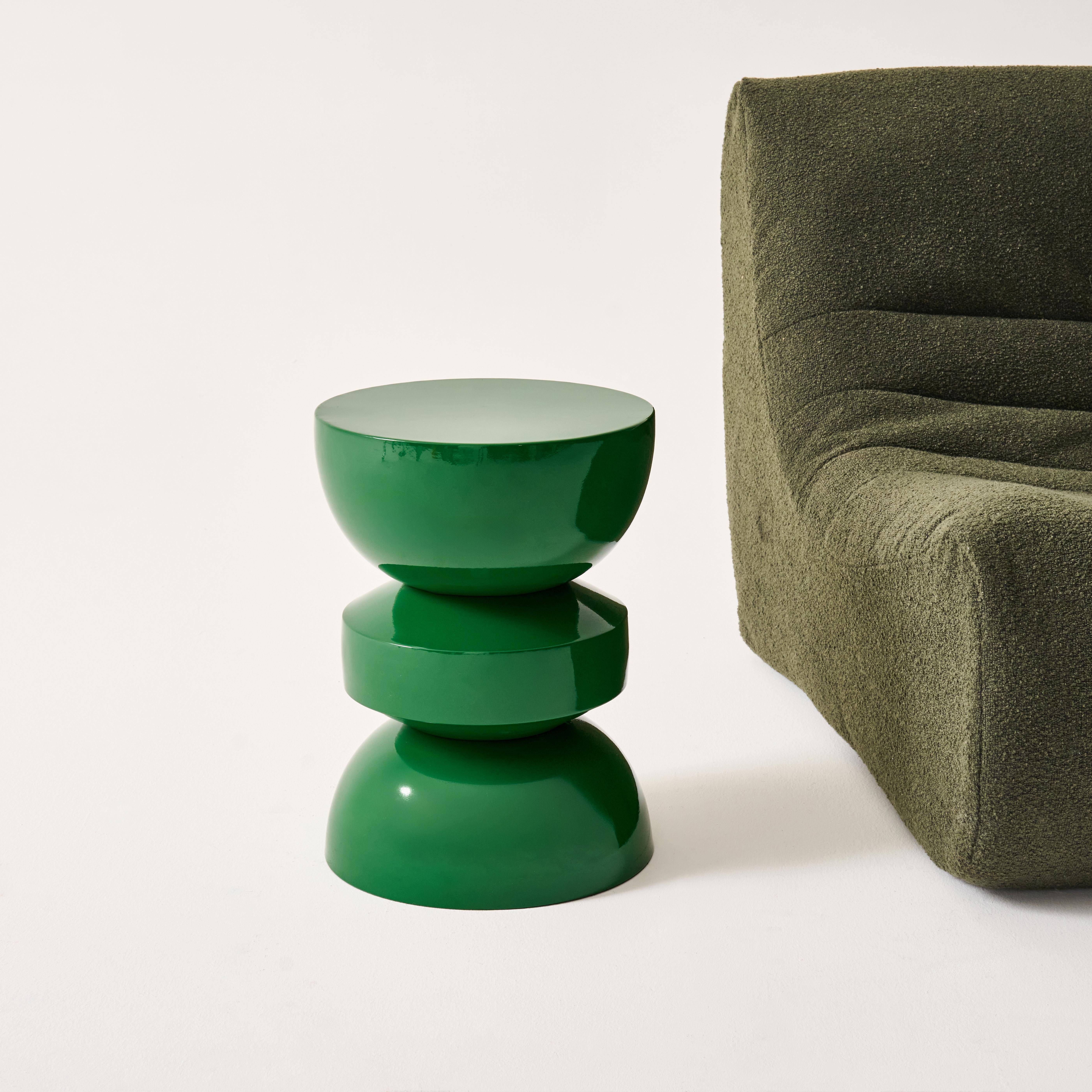 Table d'appoint, bout de canapé, table de chevet en métal effet glassy vert foncé Assa, Ø32 x H 44,5cm Photo3