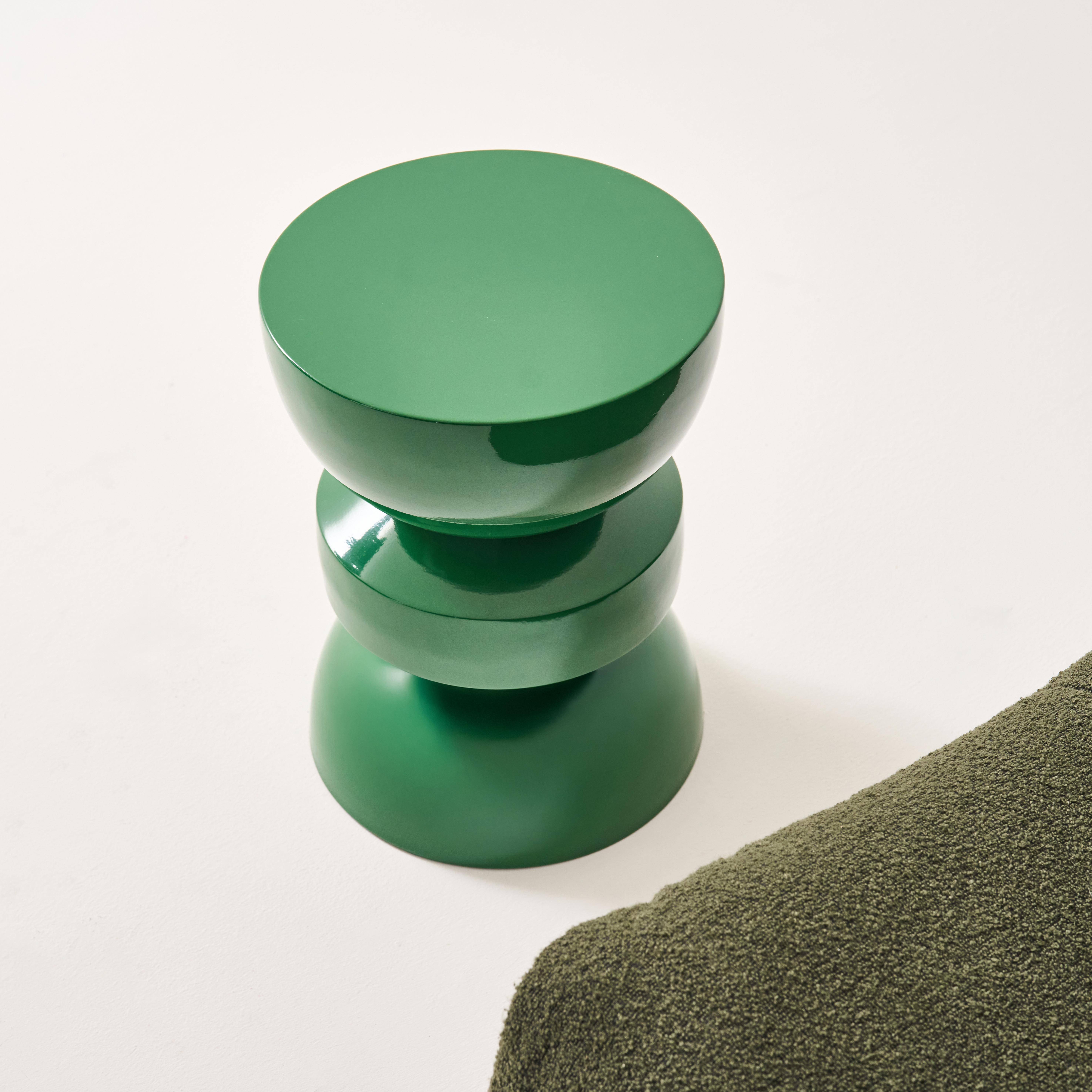 Table d'appoint, bout de canapé, table de chevet en métal effet glassy vert foncé Assa, Ø32 x H 44,5cm Photo4