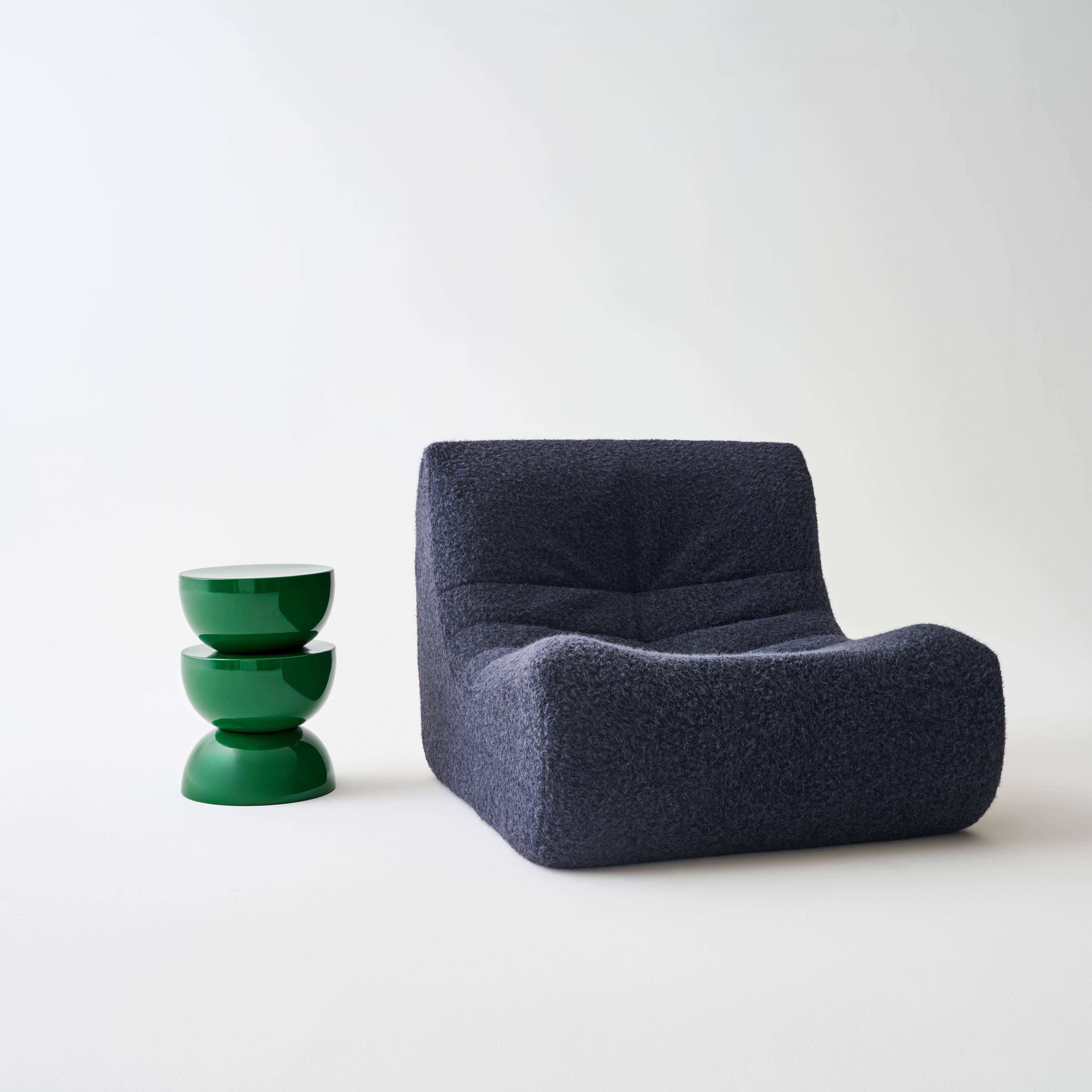 Table d'appoint, bout de canapé, table de chevet en métal effet glassy vert foncé Coumba, Ø32 x H 46,5cm Photo2