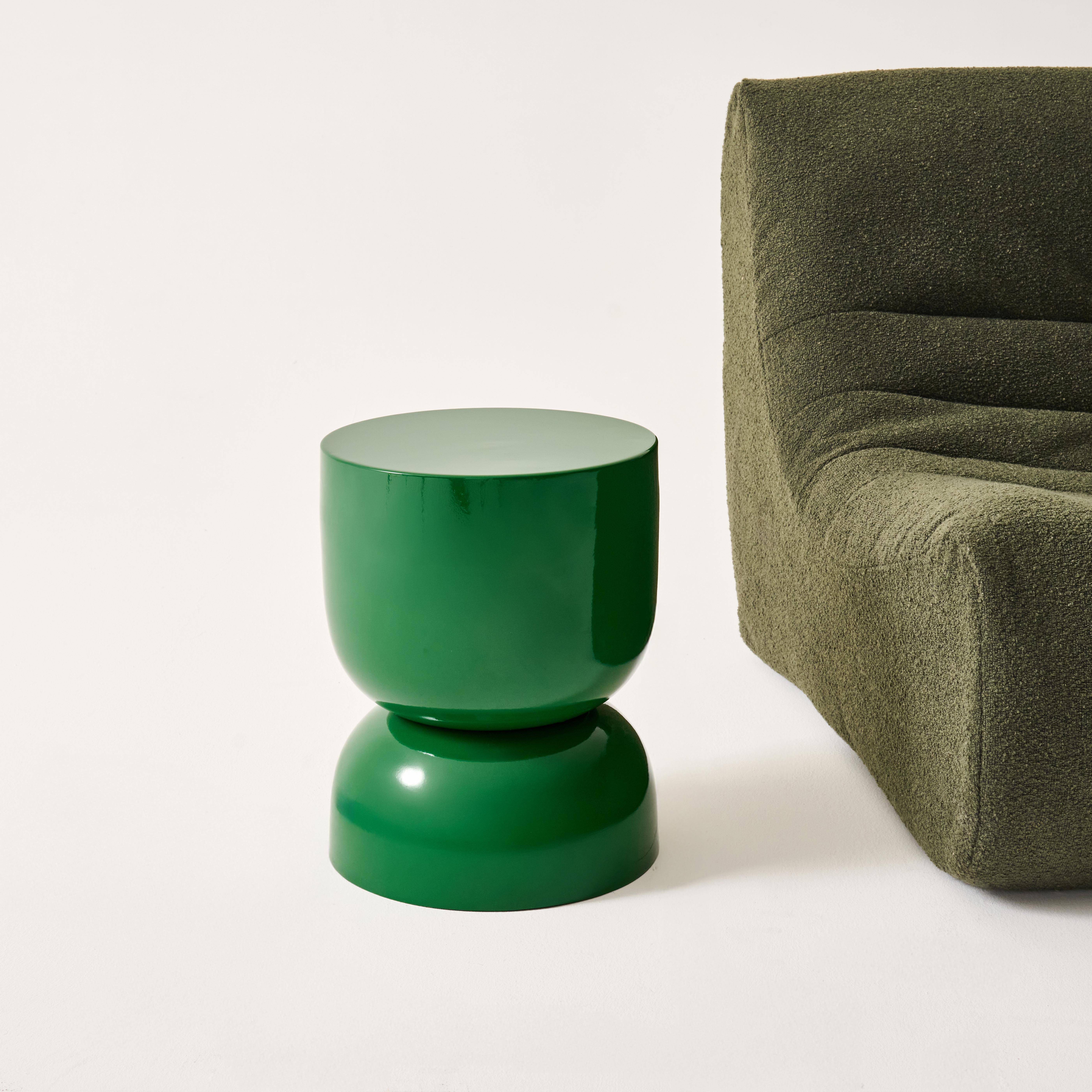 Table d'appoint, bout de canapé, table de chevet en métal effet glassy vert foncé Madi Ø32 x H 42cm Photo3