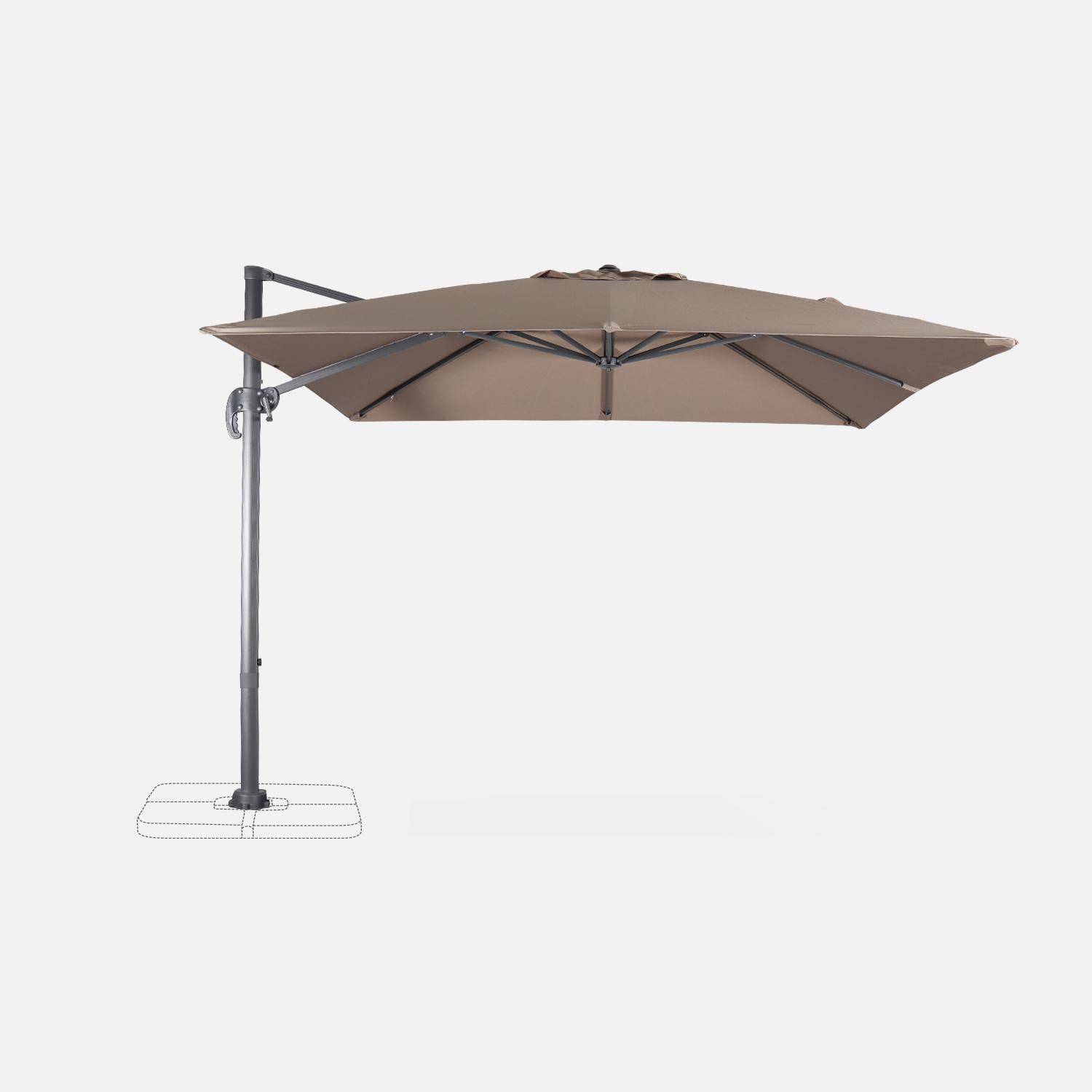 Offset square parasol 3x3m + rounded weights to ballast, Falgos, Brown, 298x298x260 cm Photo2