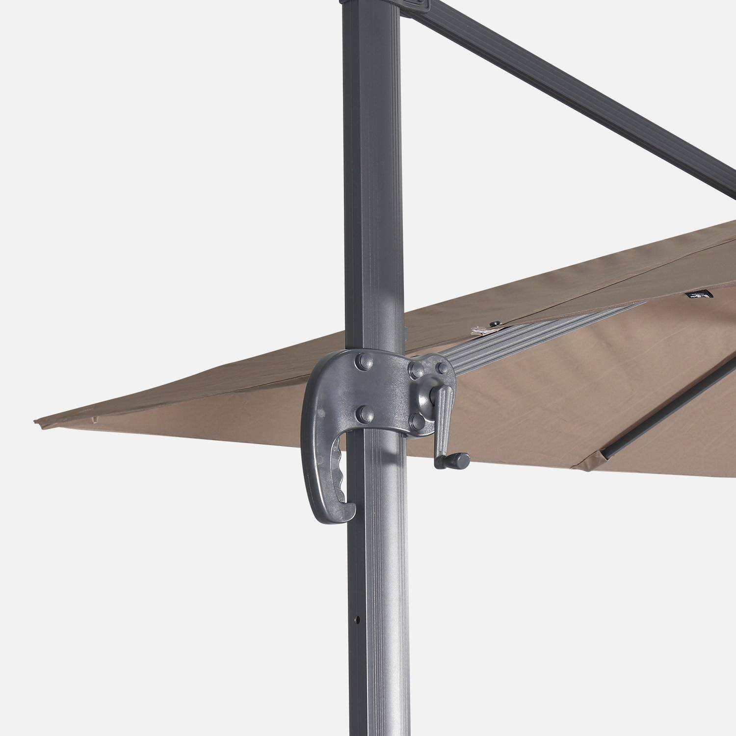 Offset square parasol 3x3m + rounded weights to ballast, Falgos, Brown, 298x298x260 cm Photo5