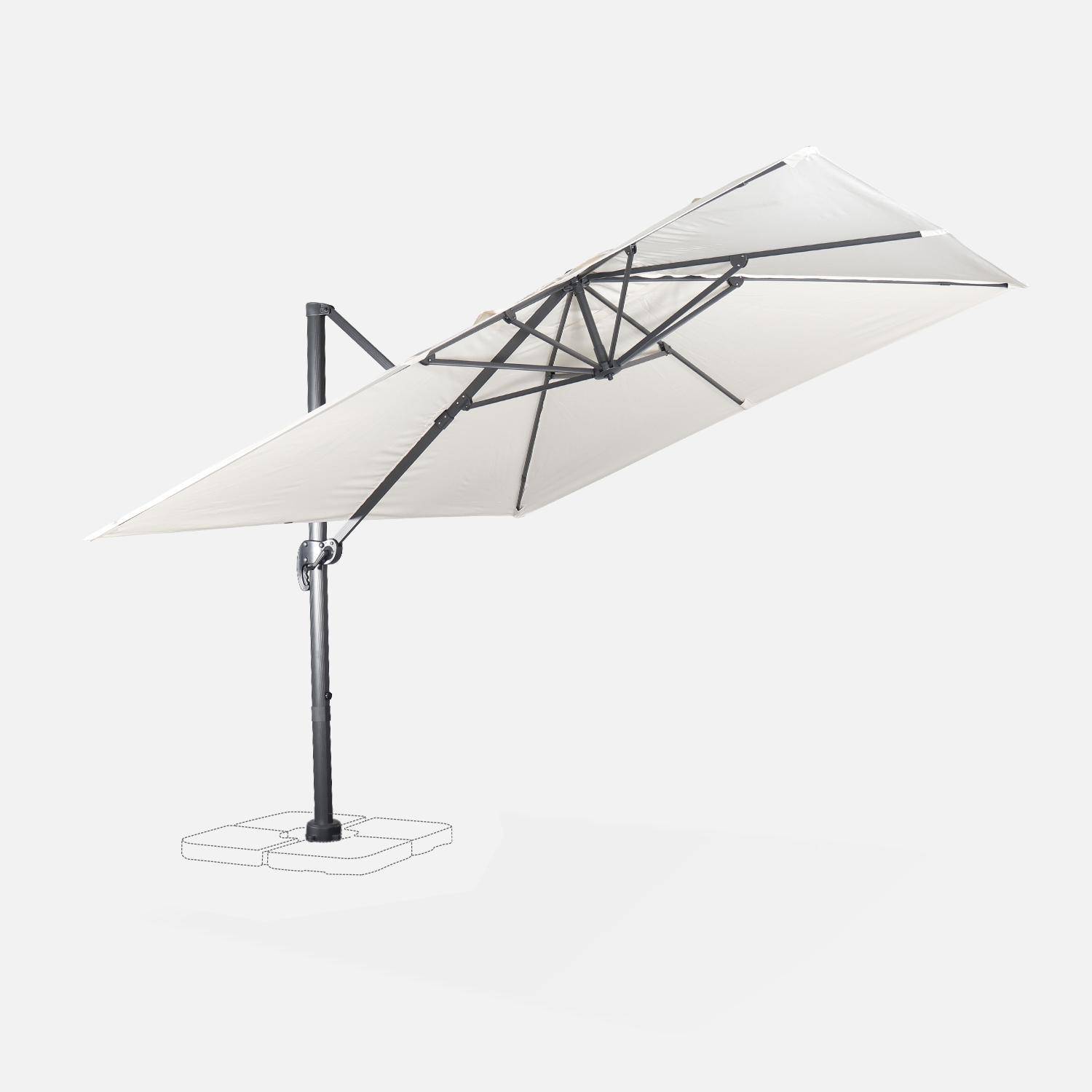 Offset square parasol 3x3m + rounded weights to ballast, Falgos, Off-White, 298x298x260 cm Photo3