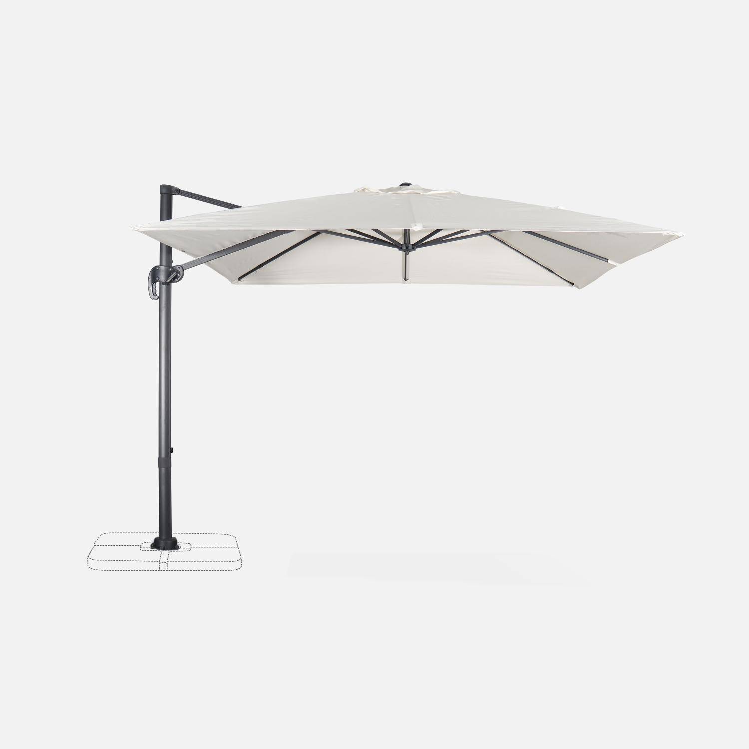 Offset square parasol 3x3m + rounded weights to ballast, Falgos, Off-White, 298x298x260 cm Photo2