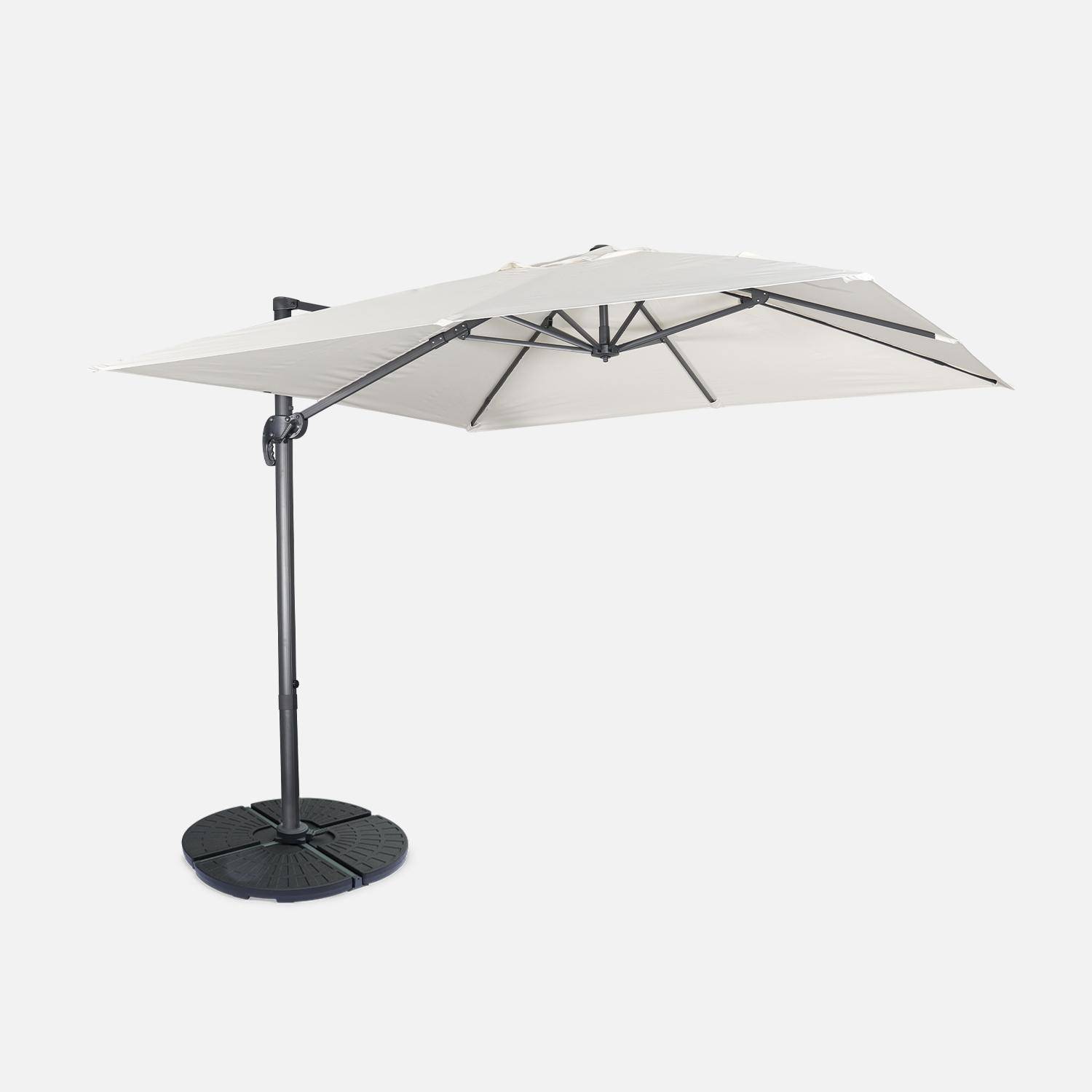 Offset square parasol 3x3m + rounded weights to ballast, Falgos, Off-White, 298x298x260 cm Photo1