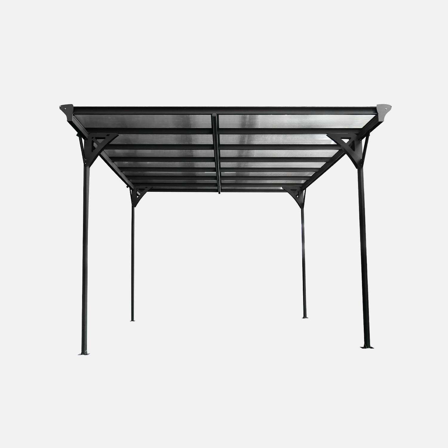 Cobertizo de aluminio y policarbonato 15m², Le born, Antracita, 298.5x74x17 cm,sweeek,Photo2
