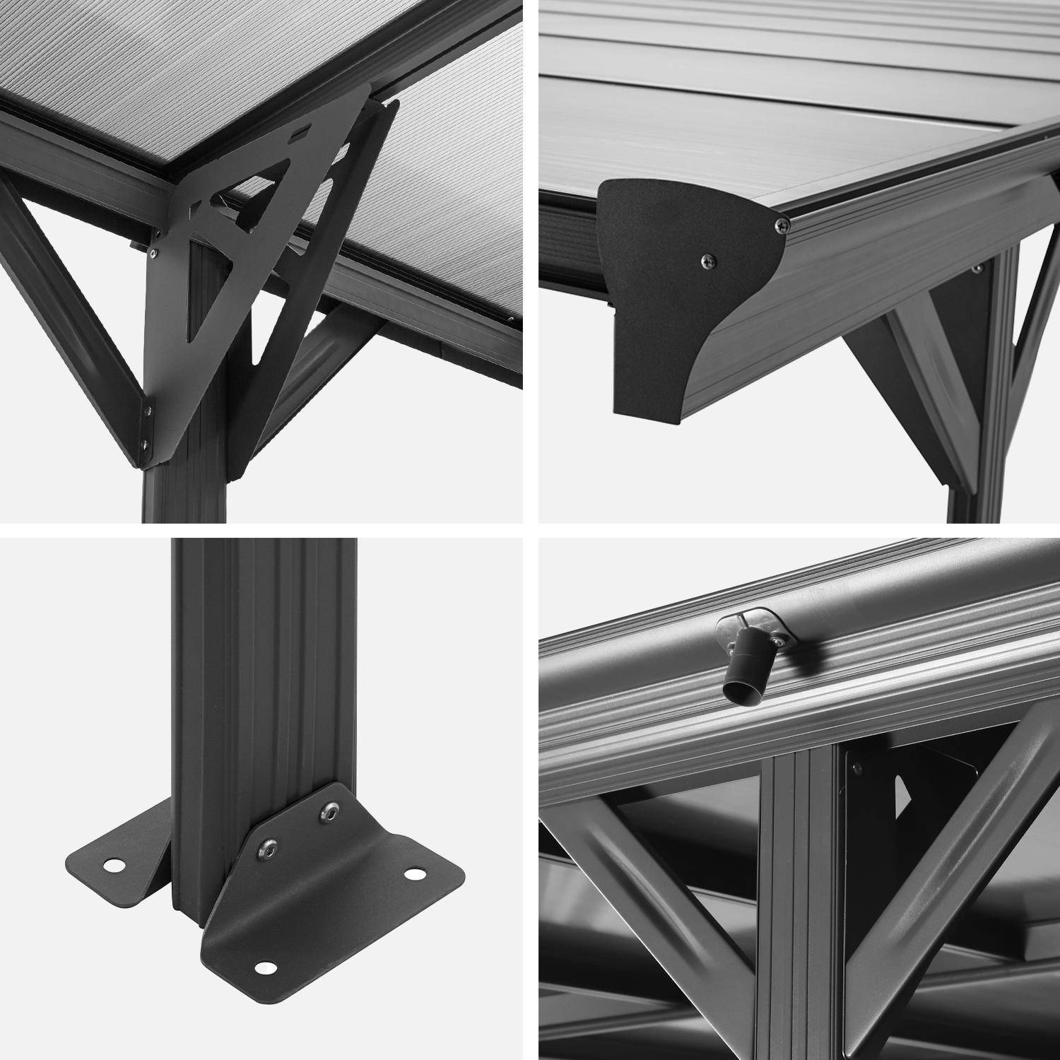 Cobertizo de aluminio y policarbonato 15m², Le born, Antracita, 298.5x74x17 cm,sweeek,Photo3