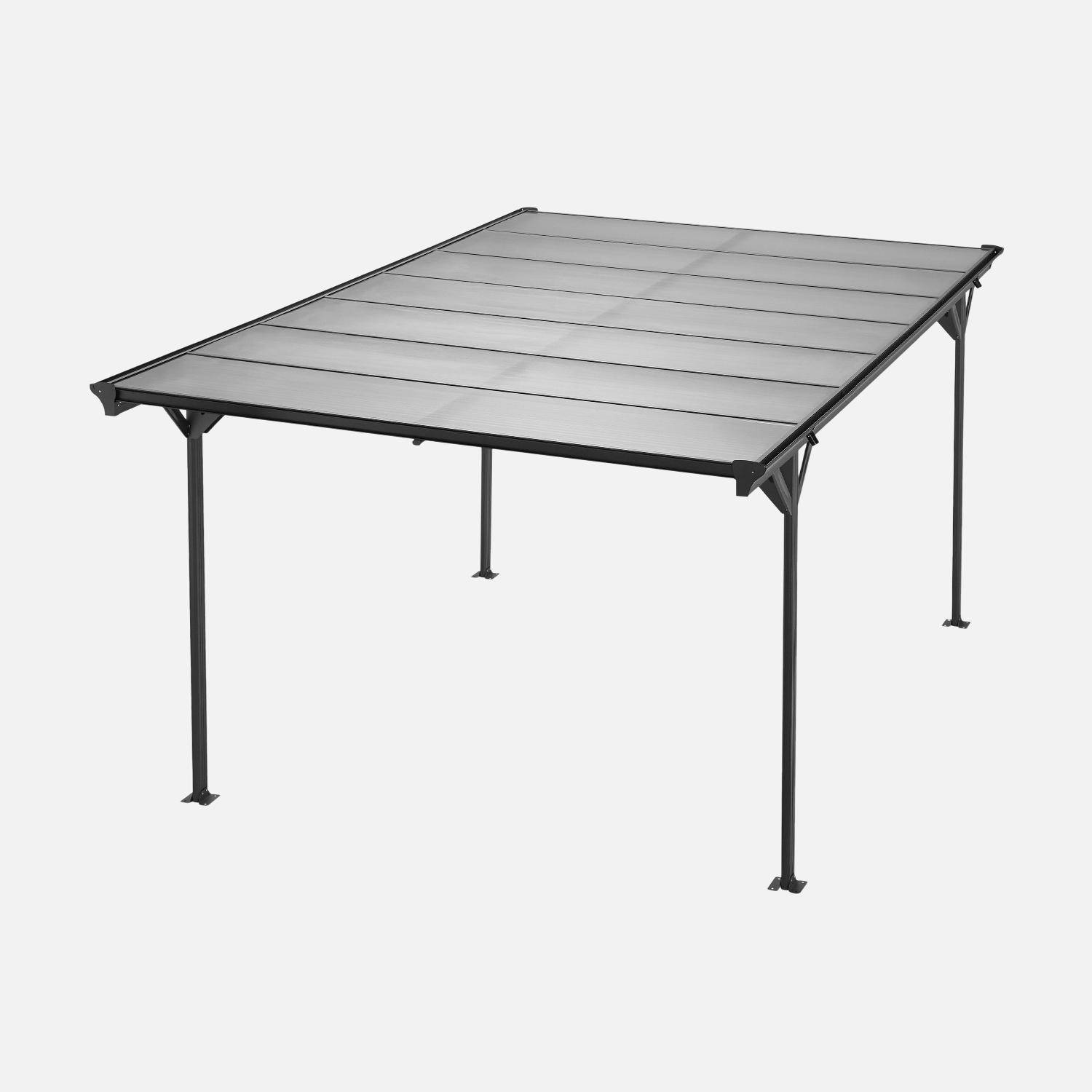 Cobertizo de aluminio y policarbonato 15m², Le born, Antracita, 298.5x74x17 cm Photo3