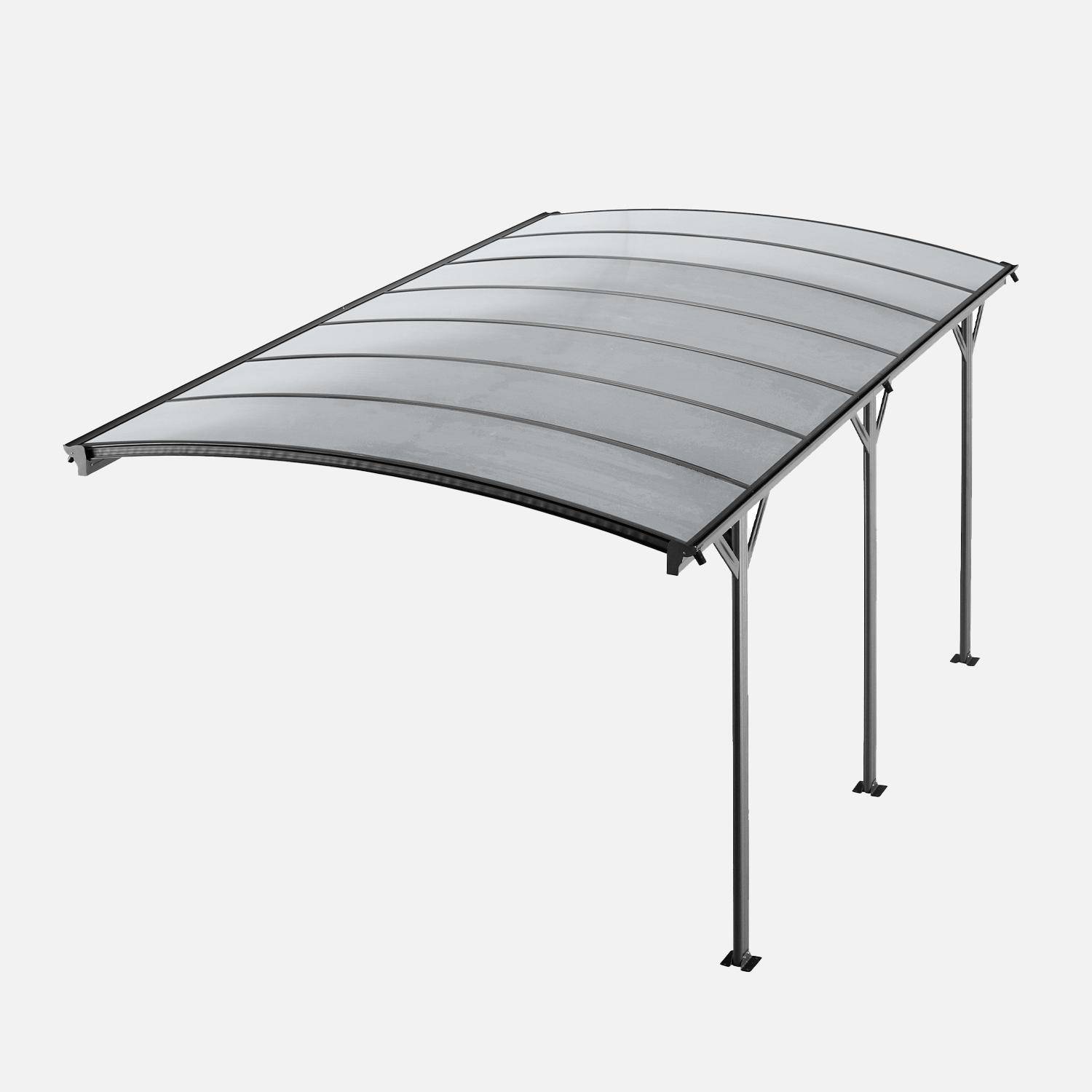 Extension de carport de 15m² en aluminium anthracite et polycarbonate - Extension Le Mans 5x3m - abri de voiture,sweeek,Photo5