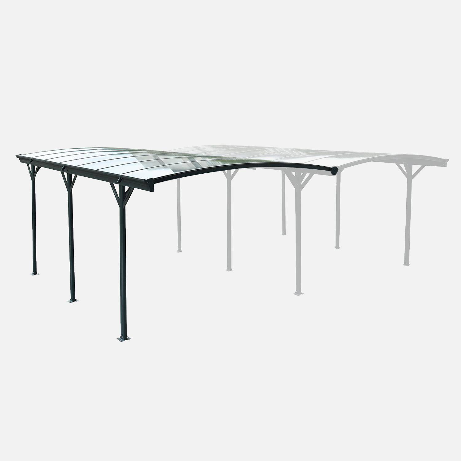Extension de carport de 15m² en aluminium anthracite et polycarbonate - Extension Le Mans 5x3m - abri de voiture,sweeek,Photo2