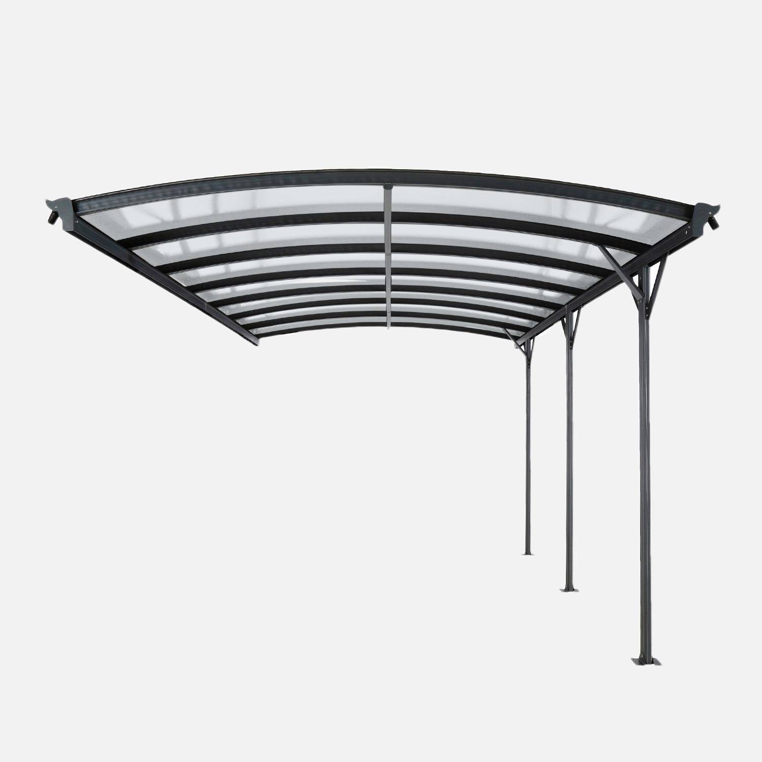 Extension de carport de 15m² en aluminium anthracite et polycarbonate - Extension Le Mans 5x3m - abri de voiture,sweeek,Photo4