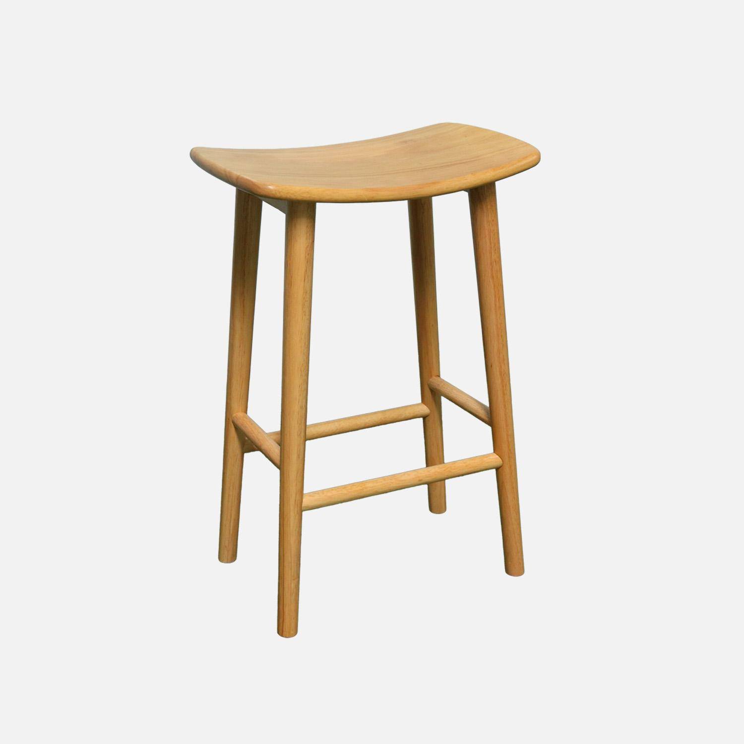 Taburete de bar vintage de madera de caucho, set de 2, Louna, Natural, 46.5x31x66 cm Photo2