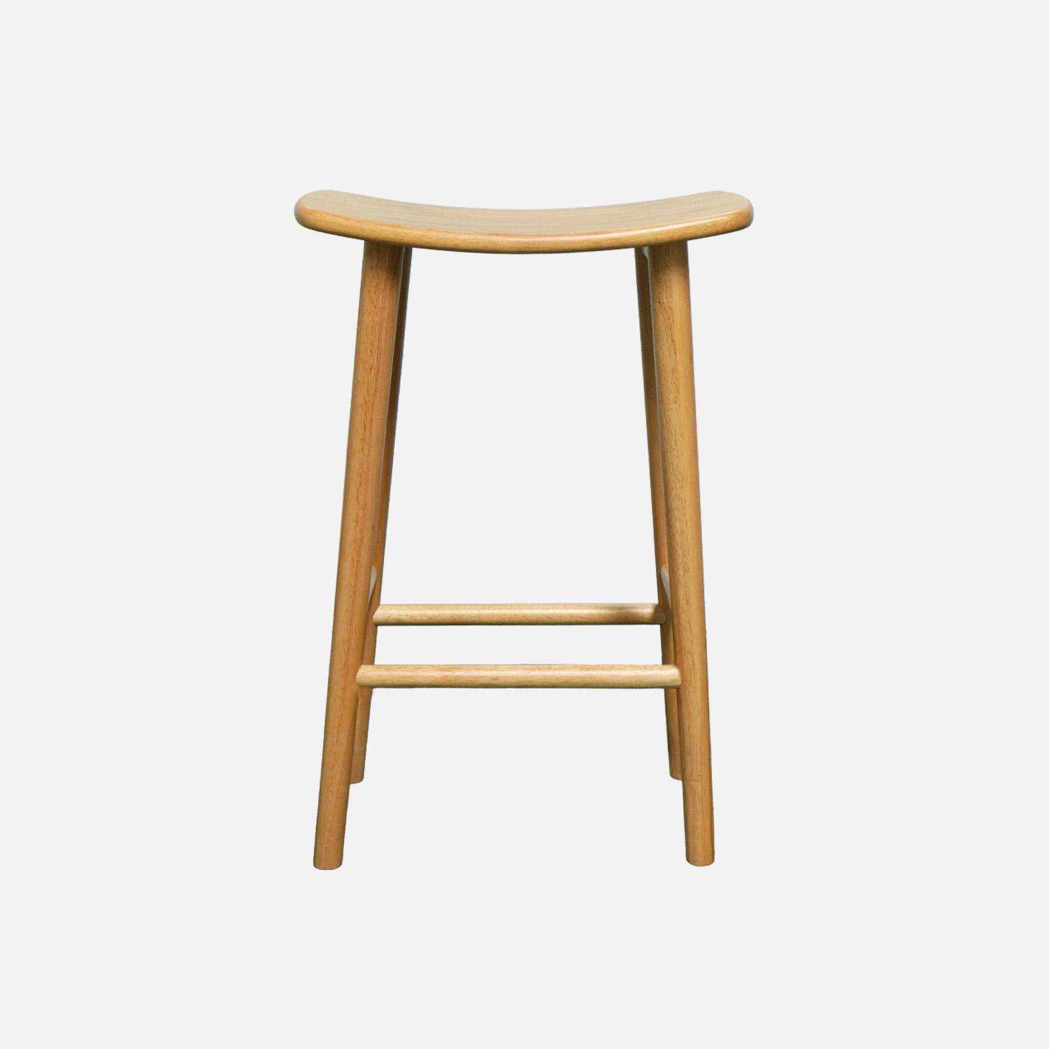 Taburete de bar vintage de madera de caucho, set de 2, Louna, Natural, 46.5x31x66 cm Photo3