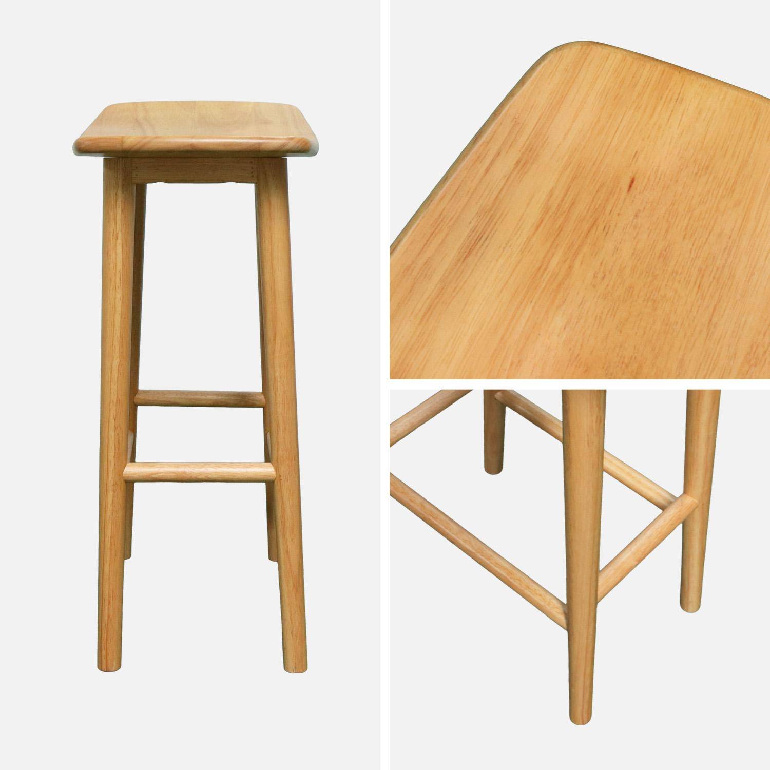 Taburete de bar vintage de madera de caucho, set de 2, Louna, Natural, 46.5x31x66 cm Photo4
