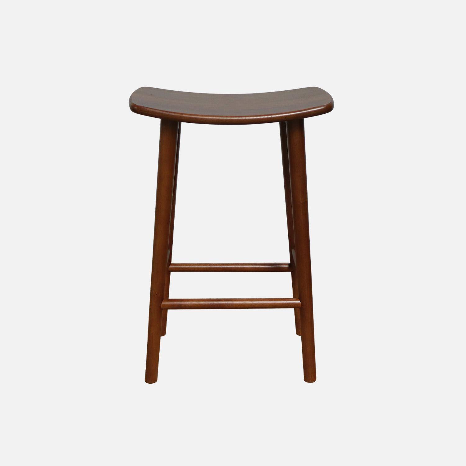 Vintage barkruk van rubberhout (set van 2) walnoot - 46 x 31 x 68 cm - Louna,sweeek,Photo4