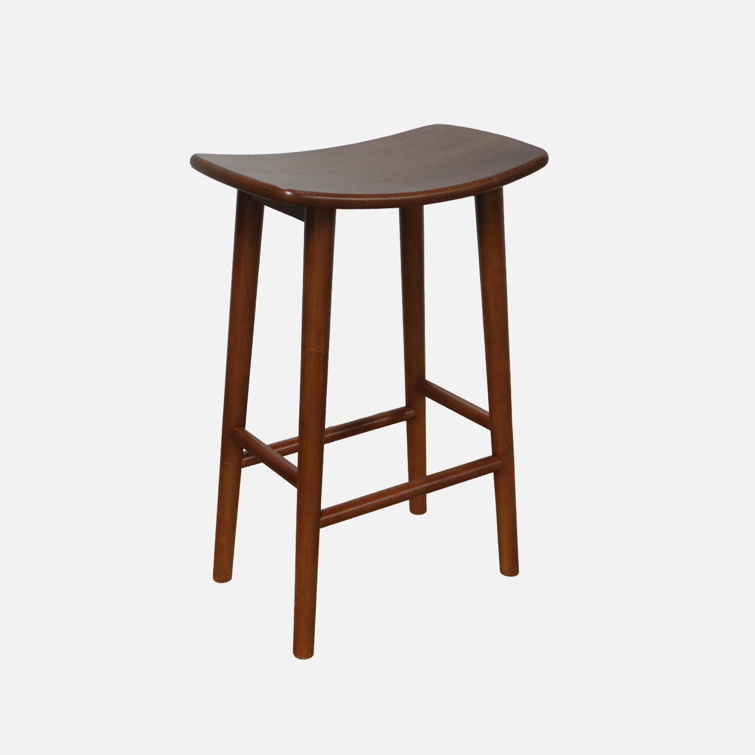 Taburete de bar vintage de madera de caucho, set de 2, Louna, Madera de nogal, 46.5x31x66 cm Photo2