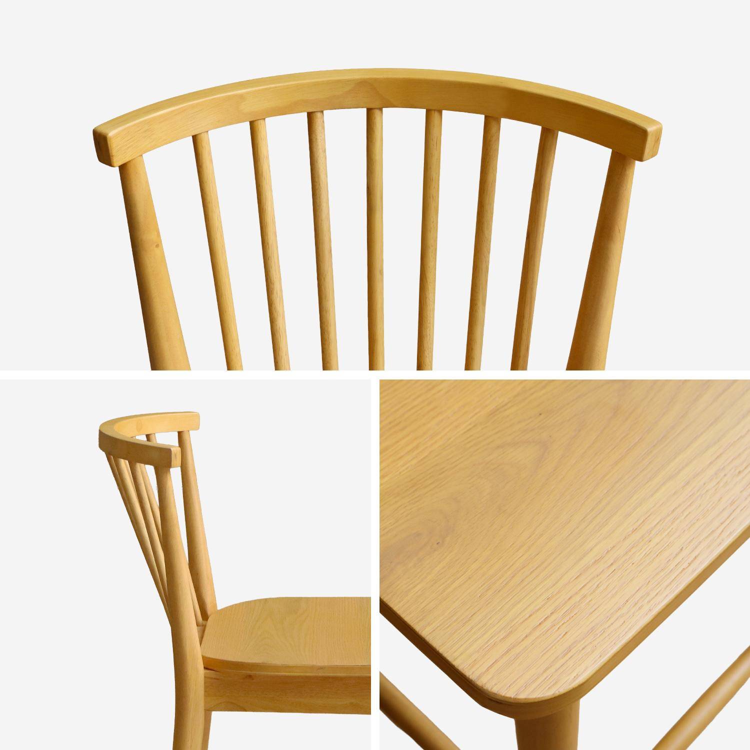 Taburete de bar con barrotes de madera de hevea, set de 2, Paula, Natural, 48x58x98.5 cm Photo4