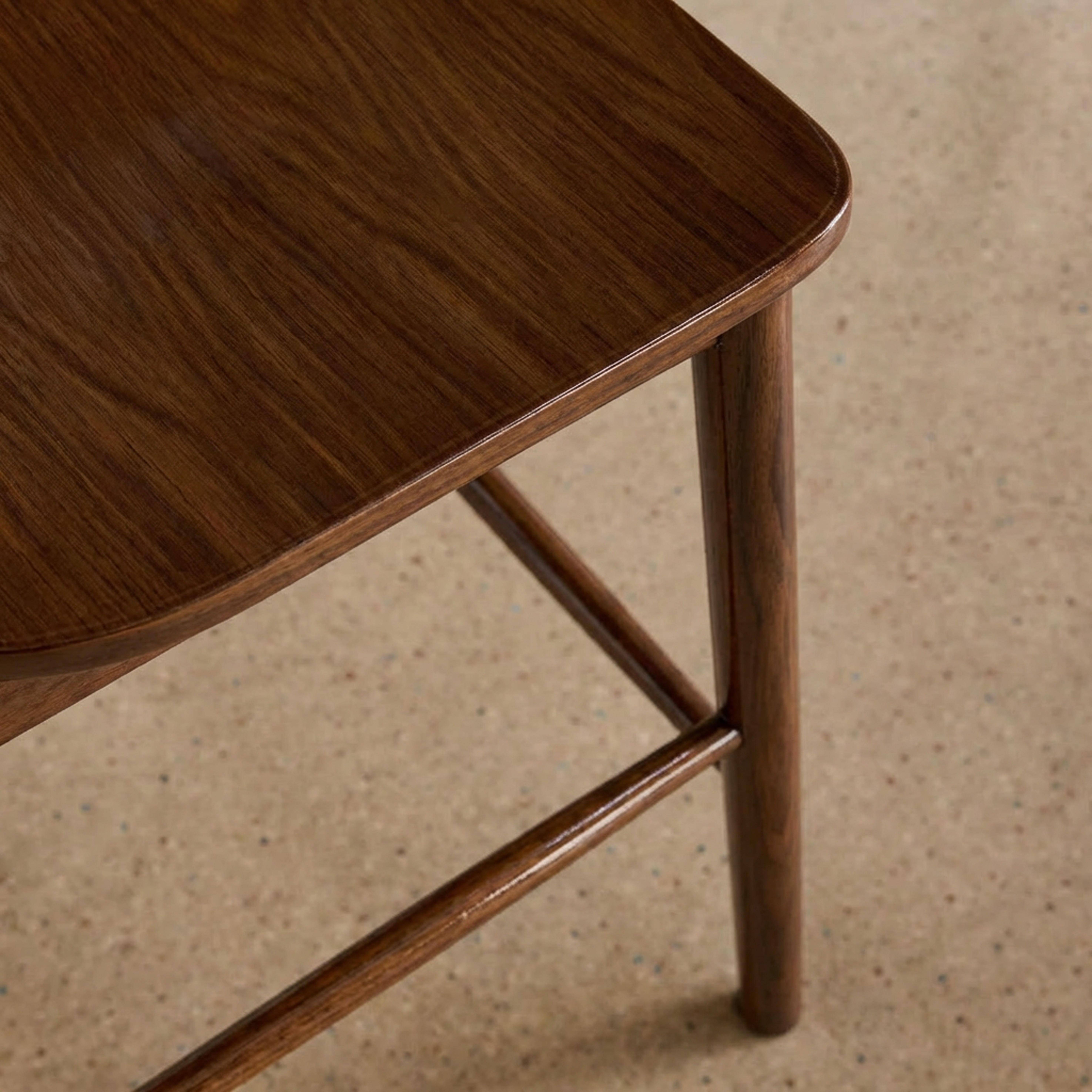 Lot de 2 tabourets de bar à barreaux bois d'hévéa et contreplaqué noyer - 48 x 58 x 98,5 cm - Paula,sweeek,Photo4